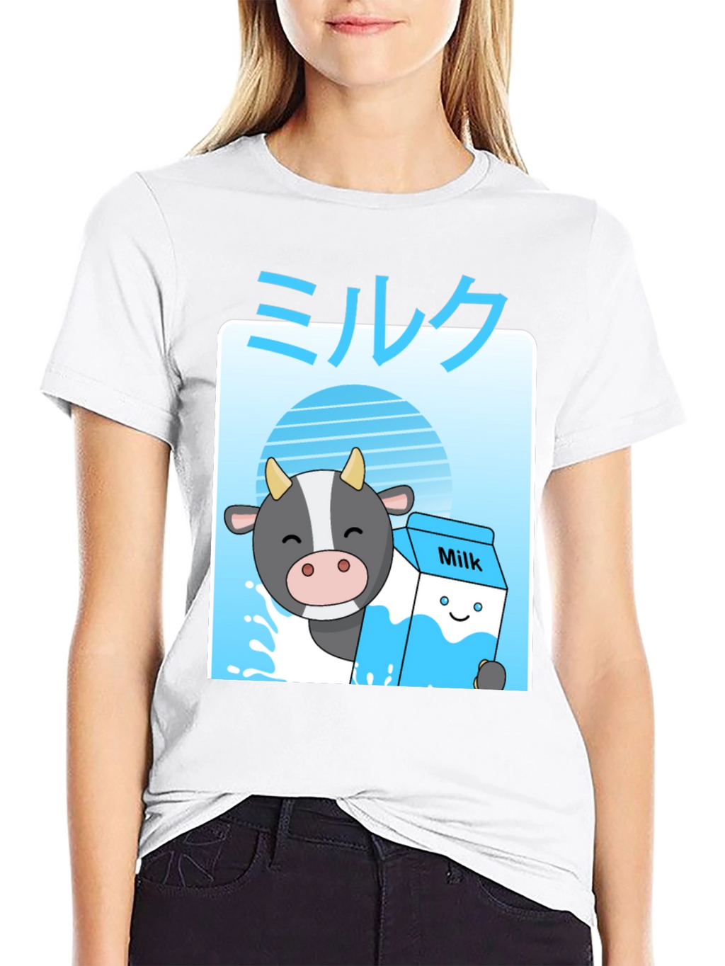 Kawaii Milk T-Shirt - Anime Cow Cute Graphic Tee