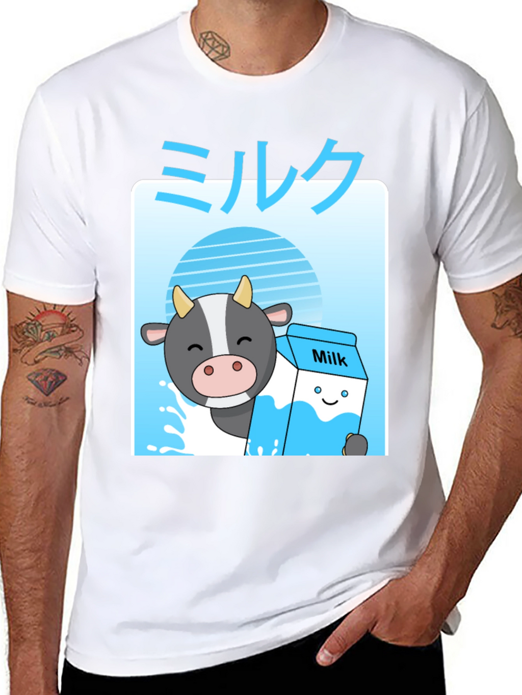 Kawaii Milk T-Shirt - Anime Cow Cute Graphic Tee