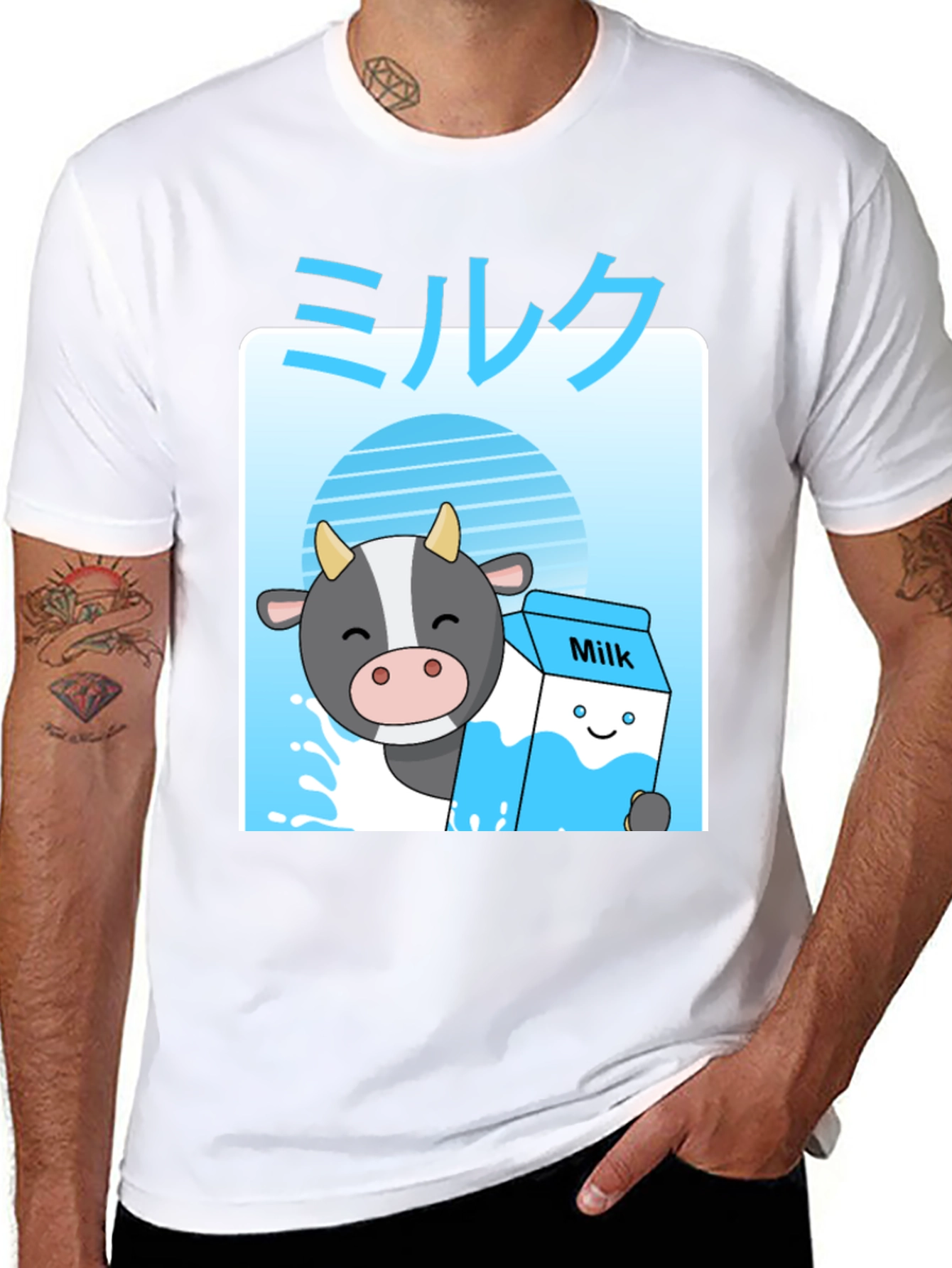 Kawaii Milk T-Shirt - Anime Cow Cute Graphic Tee