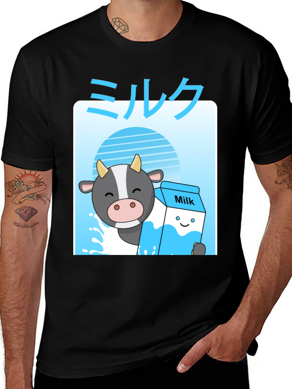 Kawaii Milk T-Shirt - Anime Cow Cute Graphic Tee