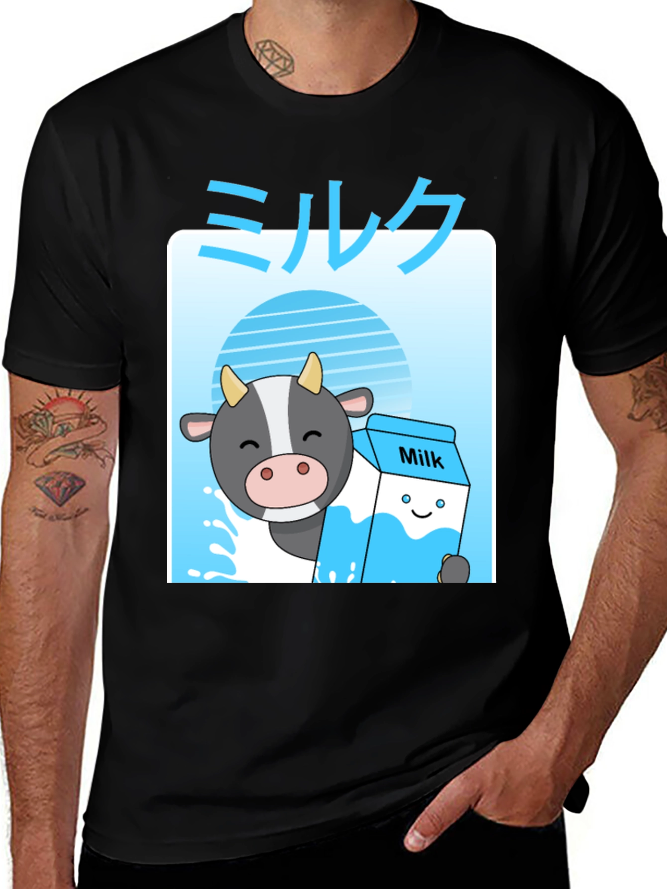 Kawaii Milk T-Shirt - Anime Cow Cute Graphic Tee