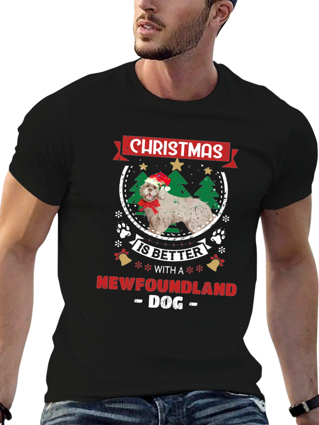 Christmas Newfoundland Dog T-Shirt