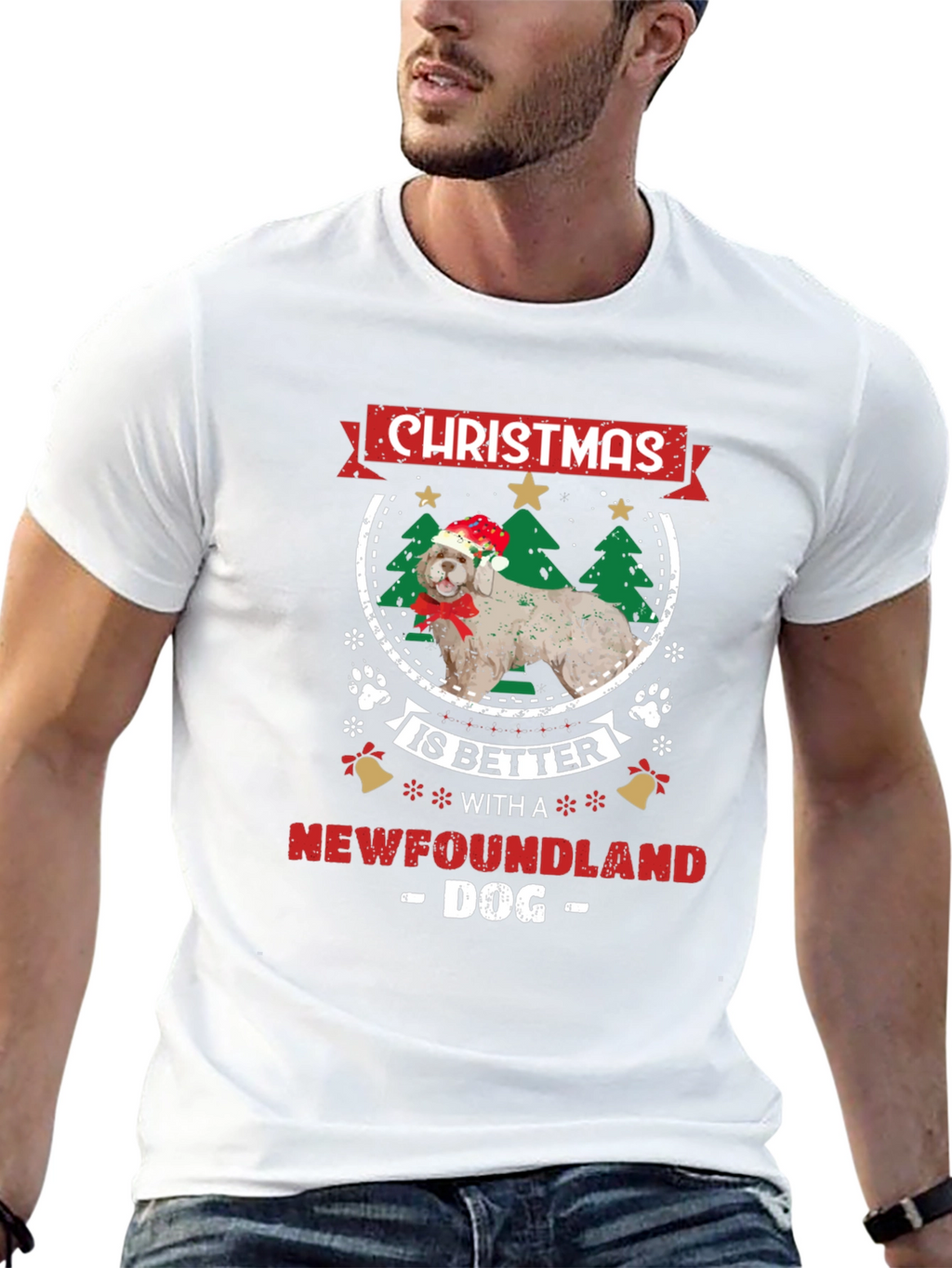 Christmas Newfoundland Dog T-Shirt