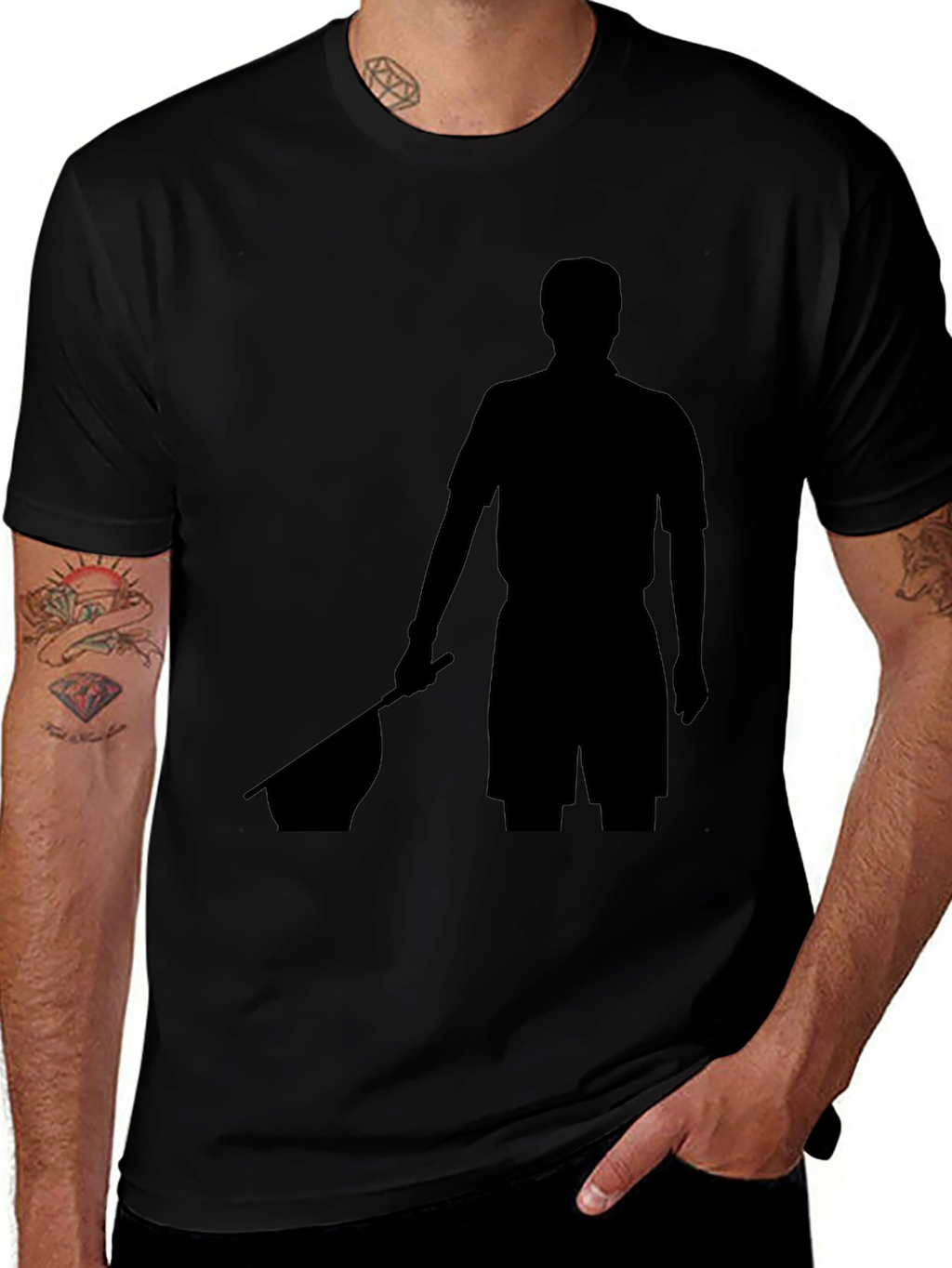 Black T-Shirt with Silhouette Graphic