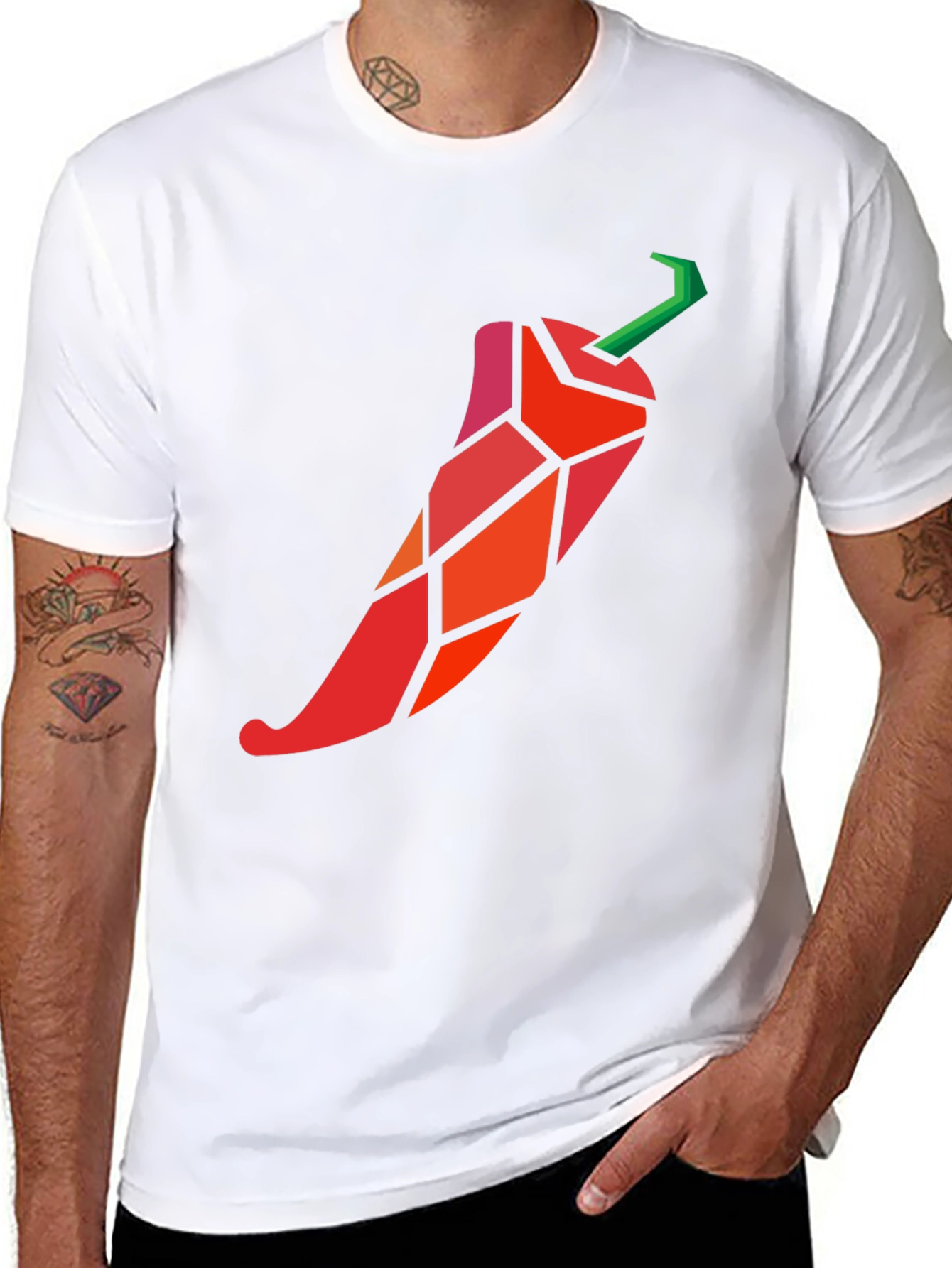 Geometric Chili Pepper Graphic T-Shirt