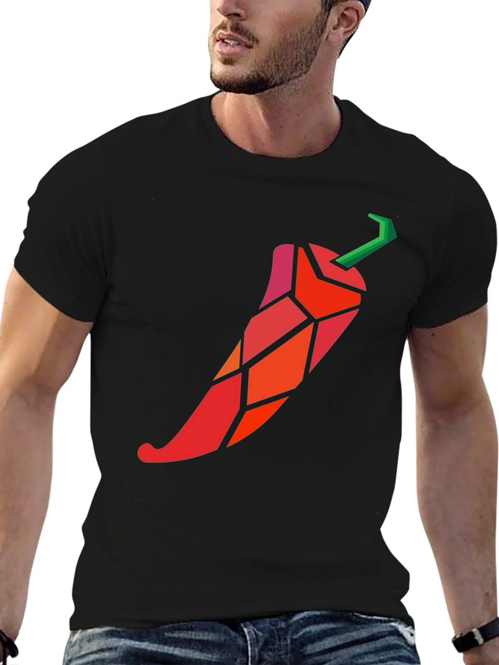 Geometric Chili Pepper Graphic T-Shirt