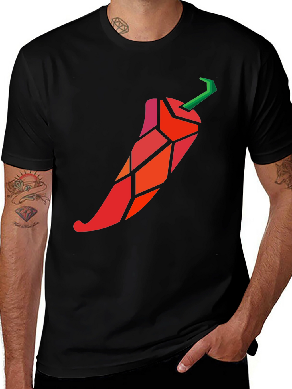 Geometric Chili Pepper Graphic T-Shirt