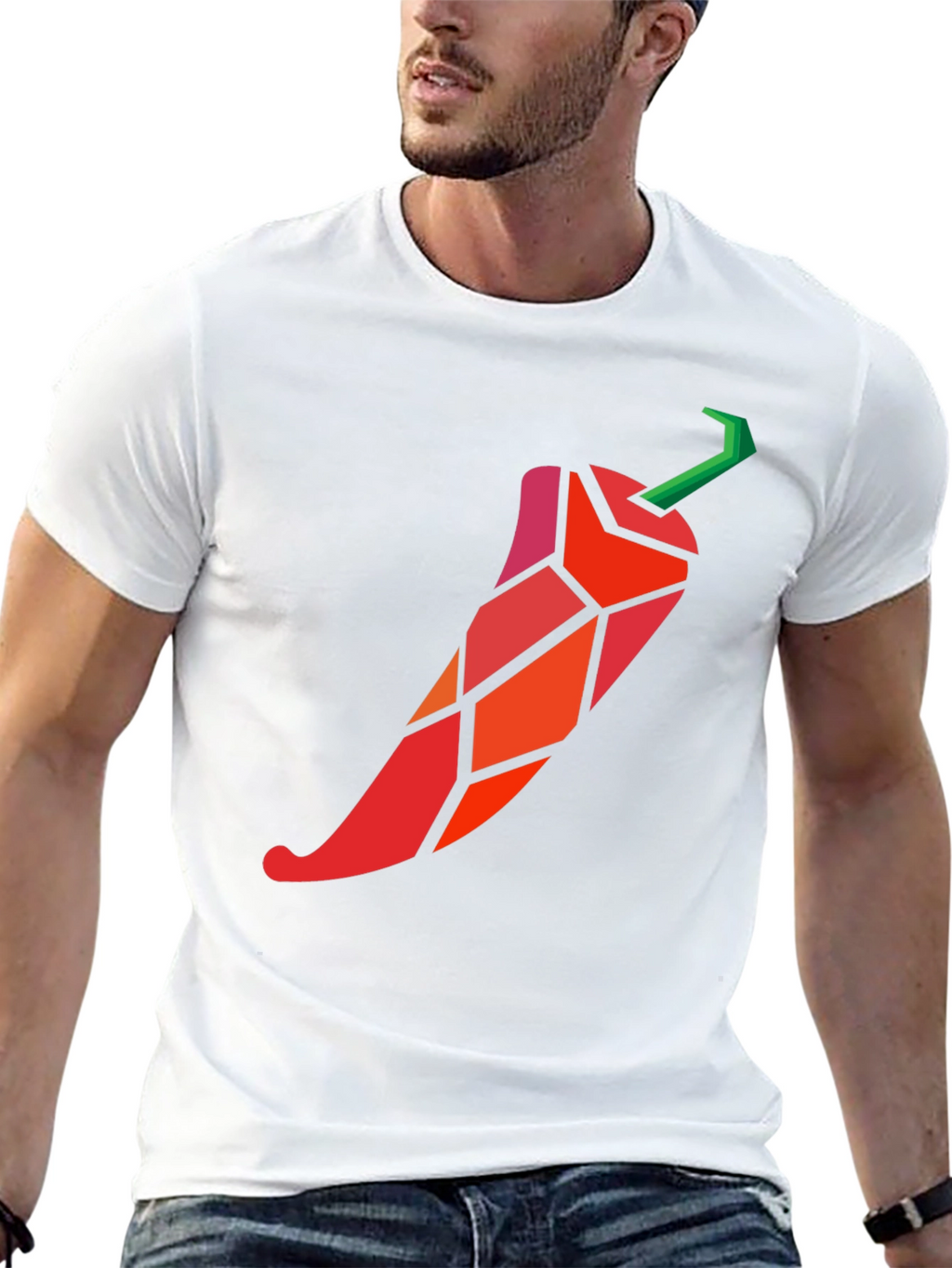 Geometric Chili Pepper Graphic T-Shirt
