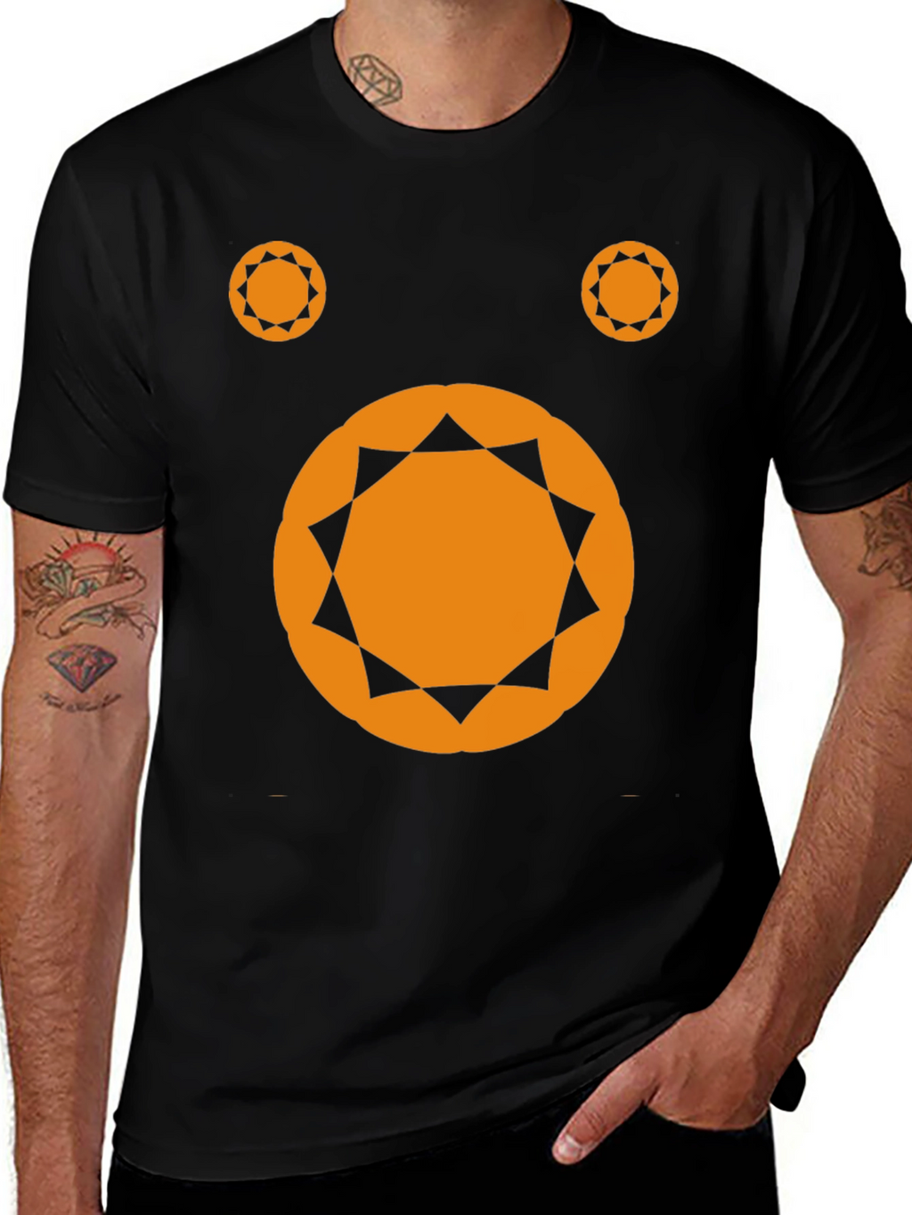 Geometric Design Black T-Shirt