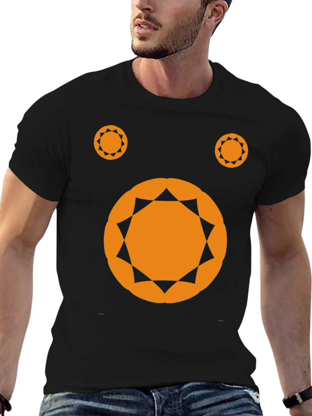 Geometric Design Black T-Shirt