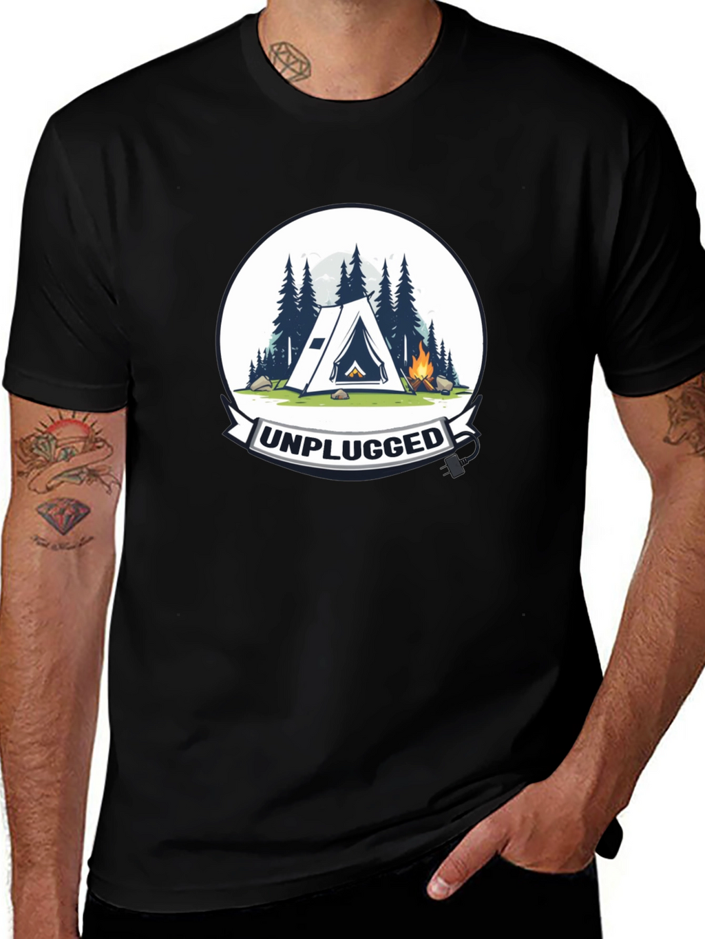 Unplugged Camping Graphic T-Shirt
