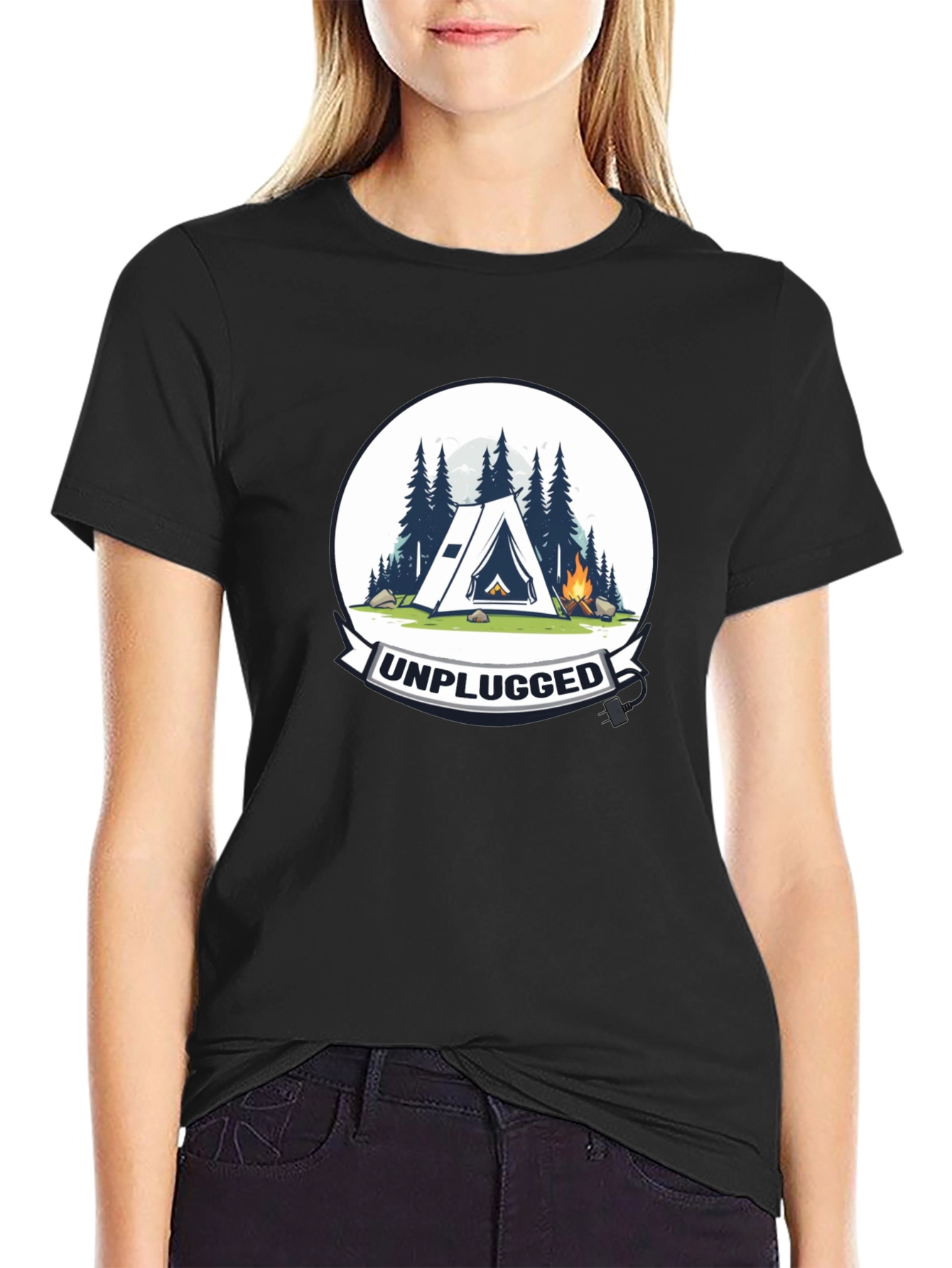 Unplugged Camping Graphic T-Shirt
