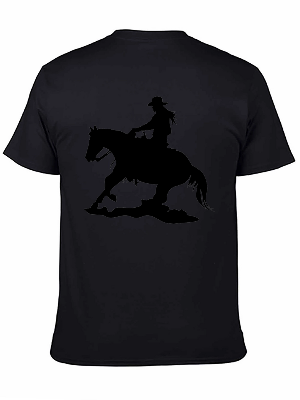 Cowgirl Horse Silhouette Black T-Shirt