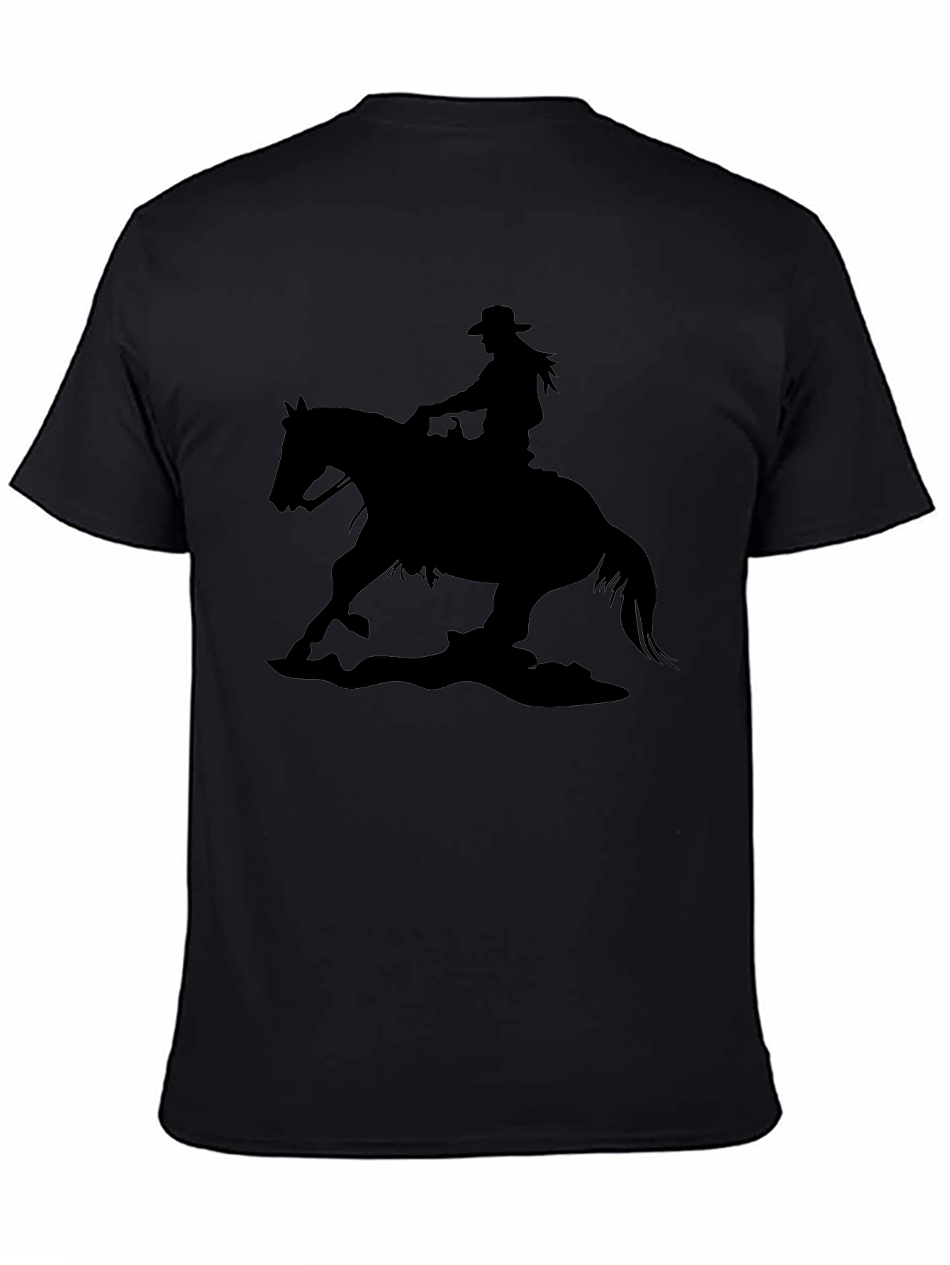 Cowgirl Horse Silhouette Black T-Shirt