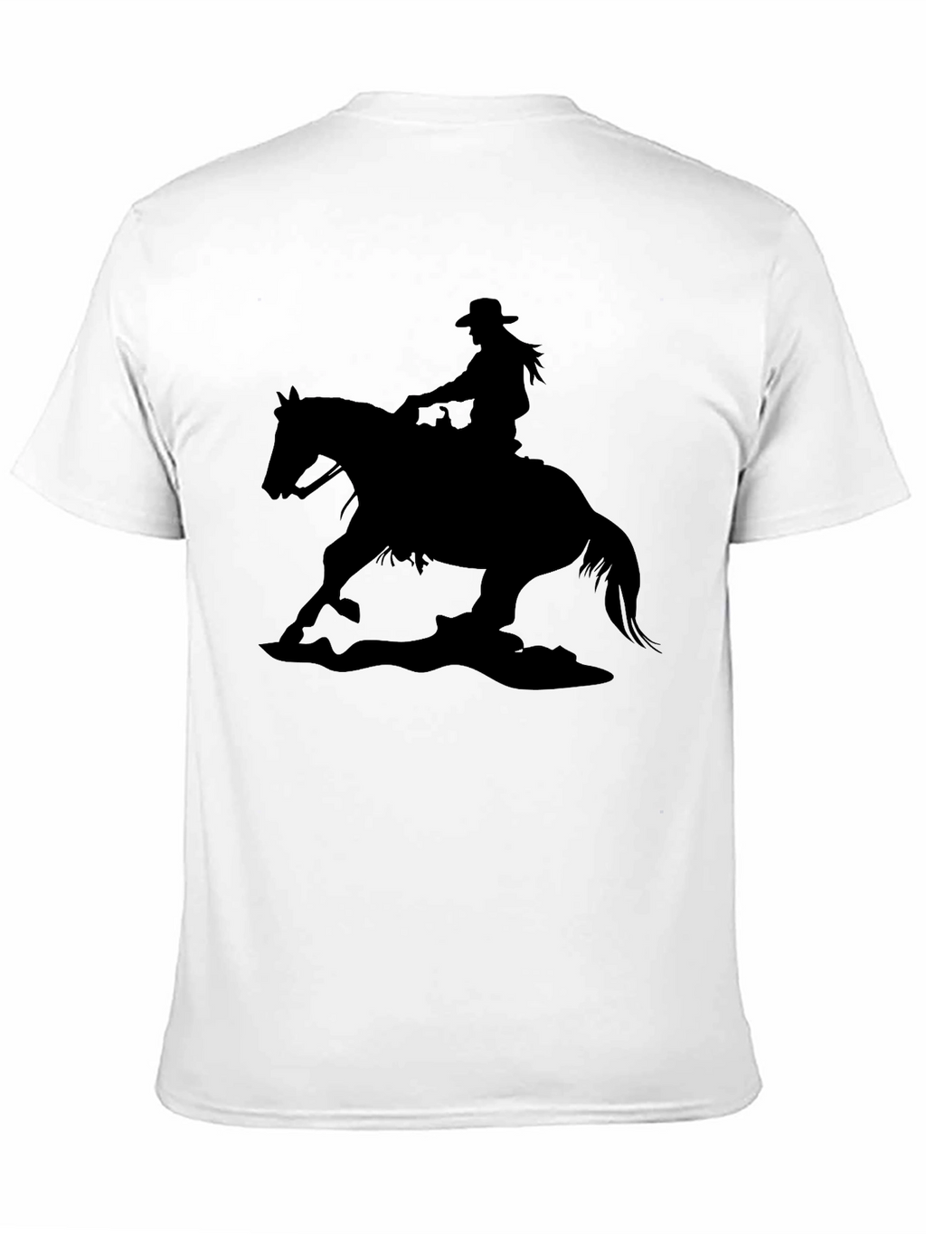 Cowgirl Horse Silhouette Black T-Shirt