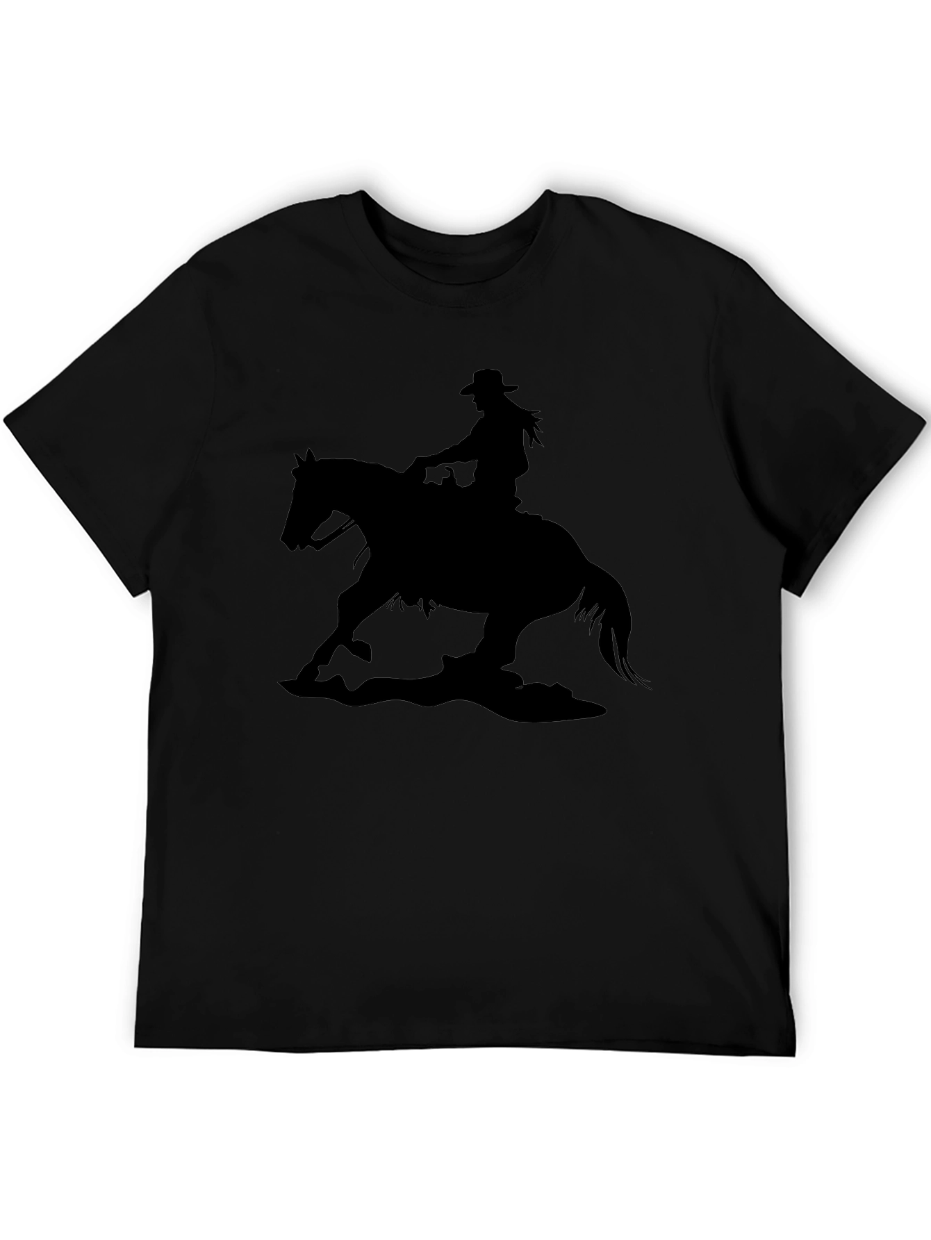 Cowgirl Horse Silhouette Black T-Shirt