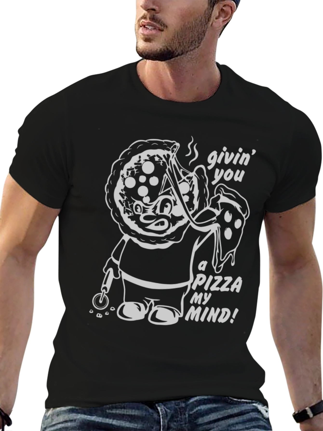 Pizza My Mind Graphic T-Shirt - Black