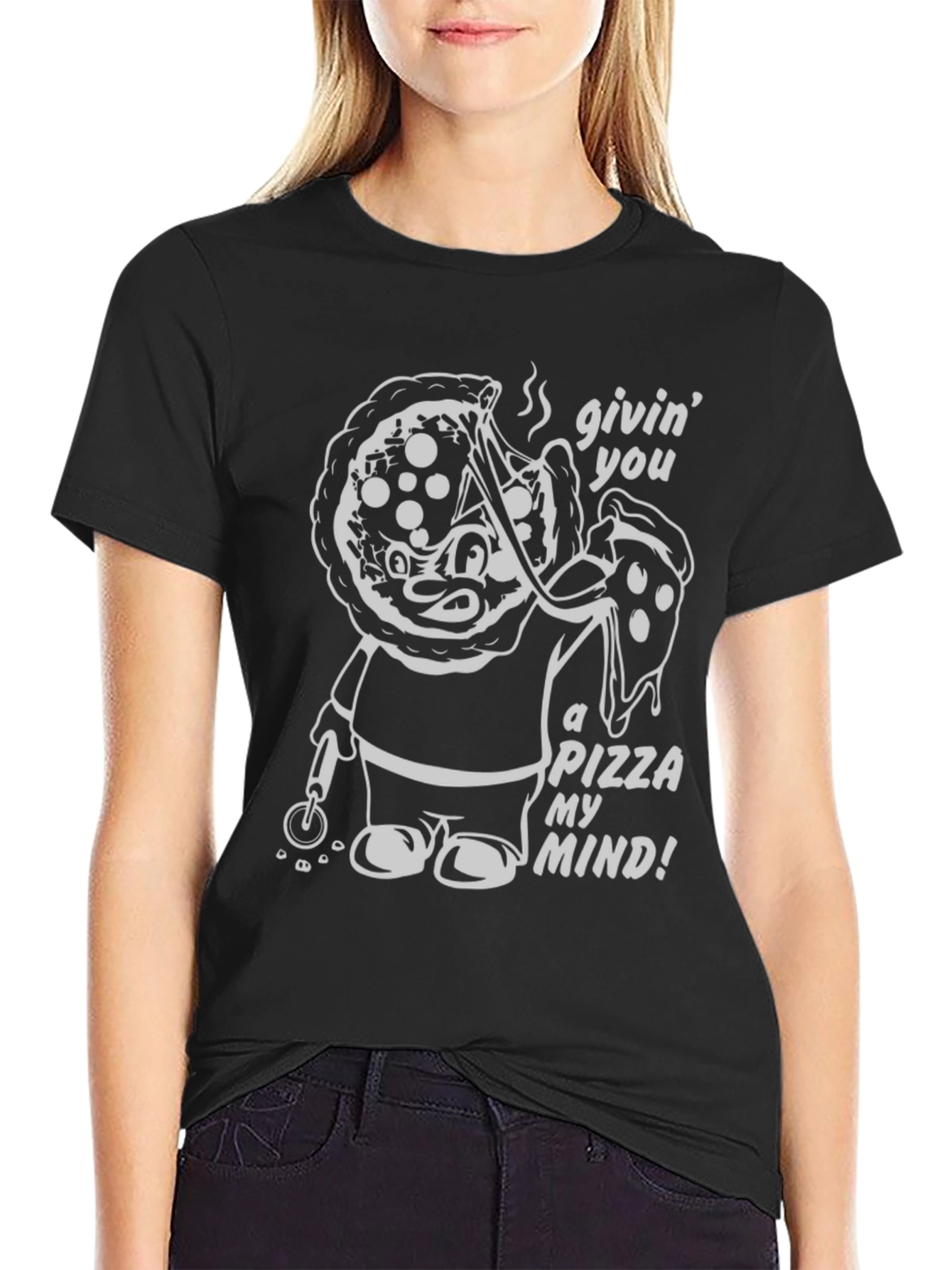 Pizza My Mind Graphic T-Shirt - Black