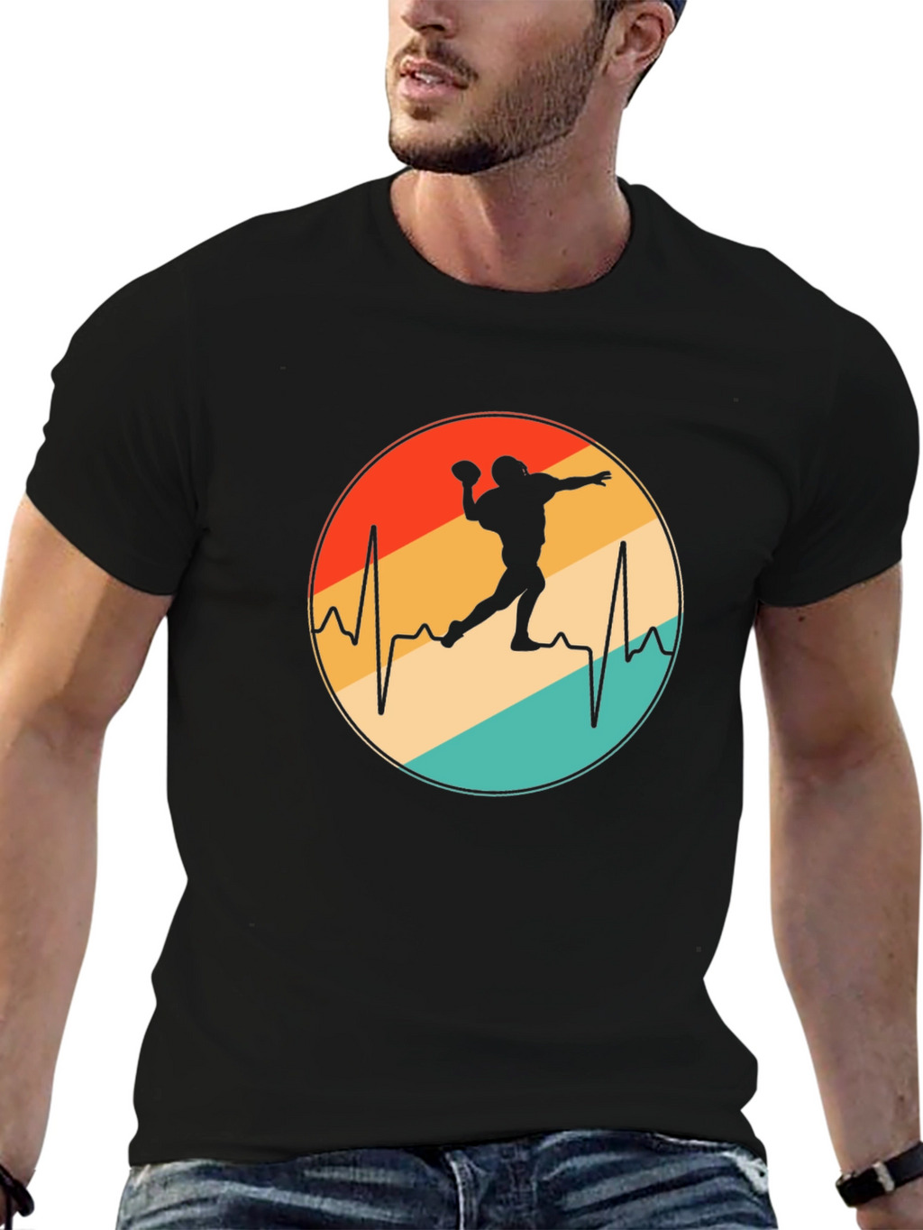 Retro Football Heartbeat T-Shirt
