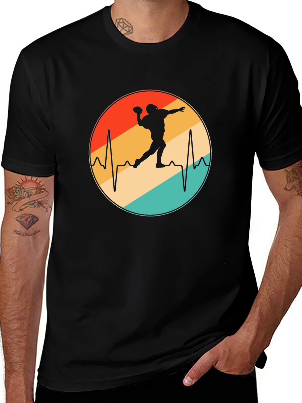 Retro Football Heartbeat T-Shirt