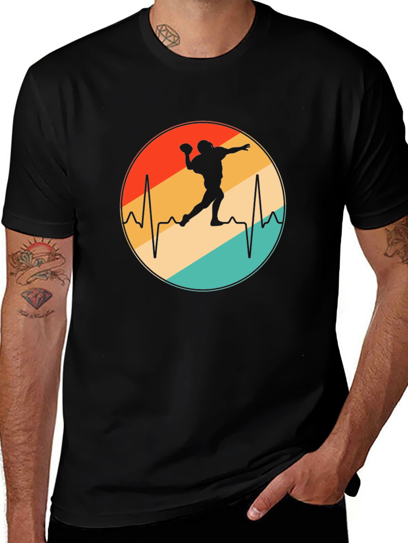 Retro Football Heartbeat T-Shirt