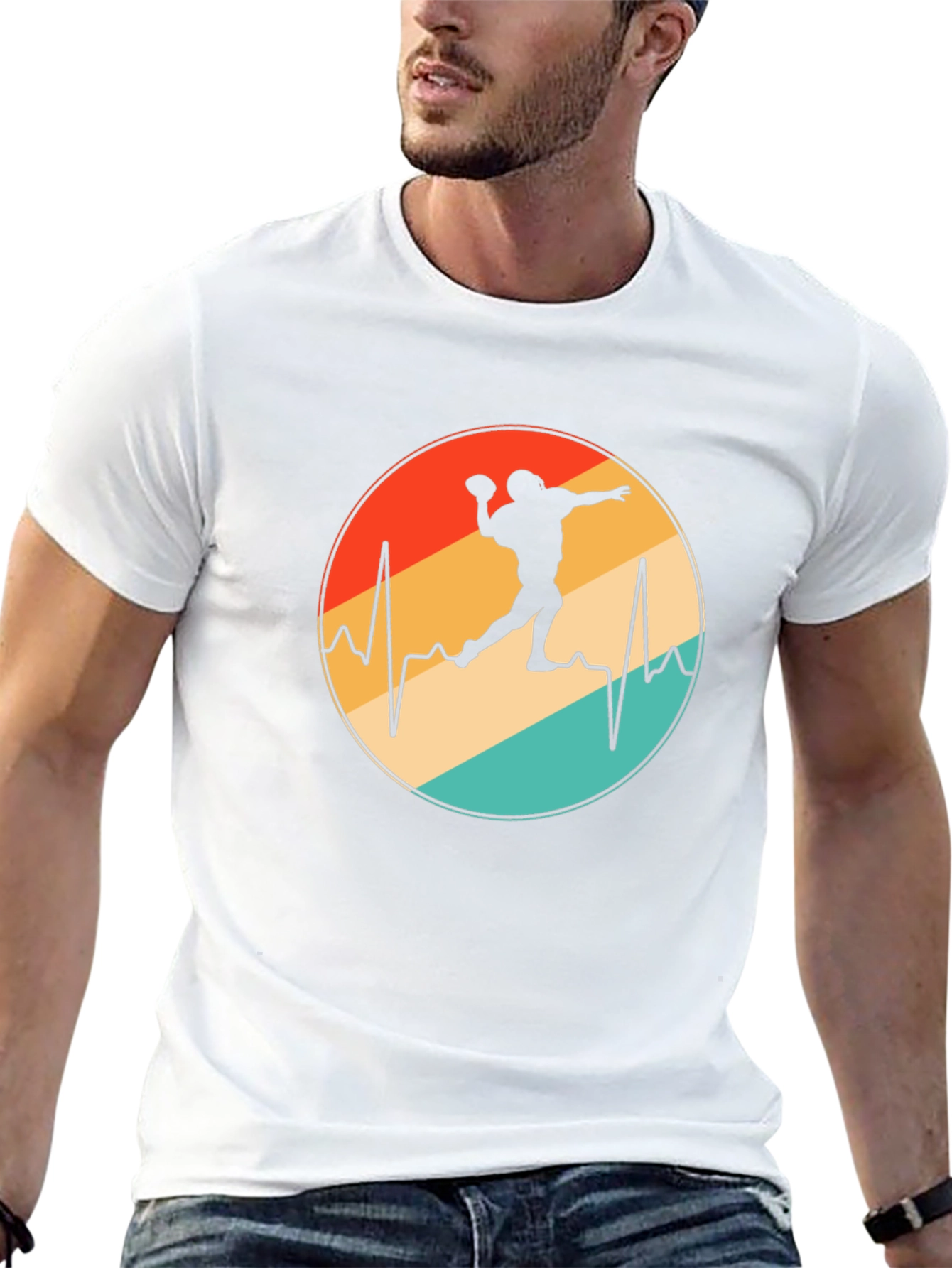 Retro Football Heartbeat T-Shirt