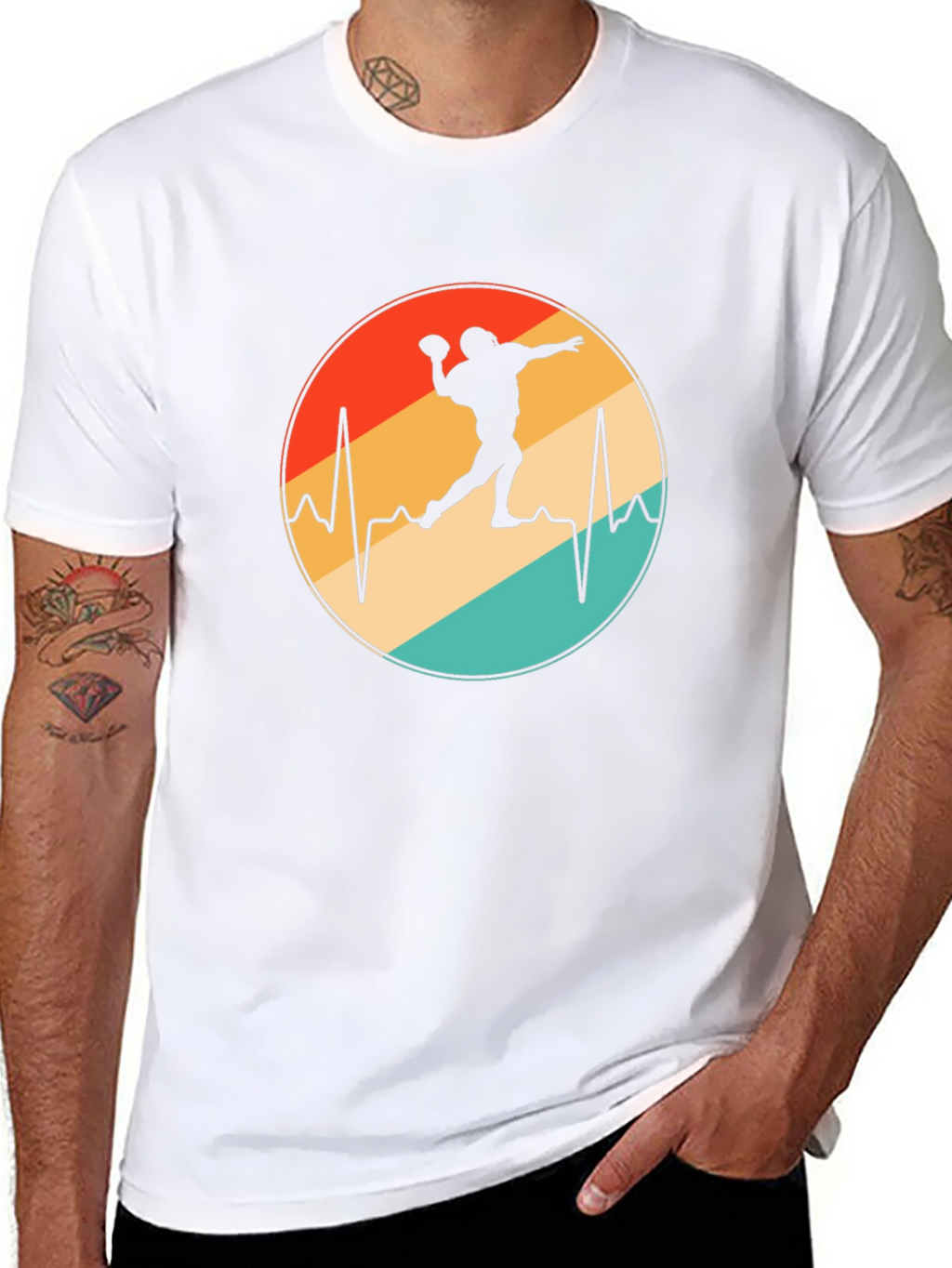 Retro Football Heartbeat T-Shirt
