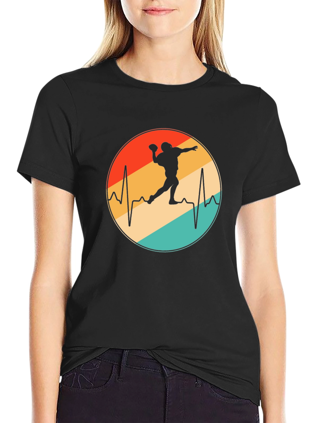 Retro Football Heartbeat T-Shirt