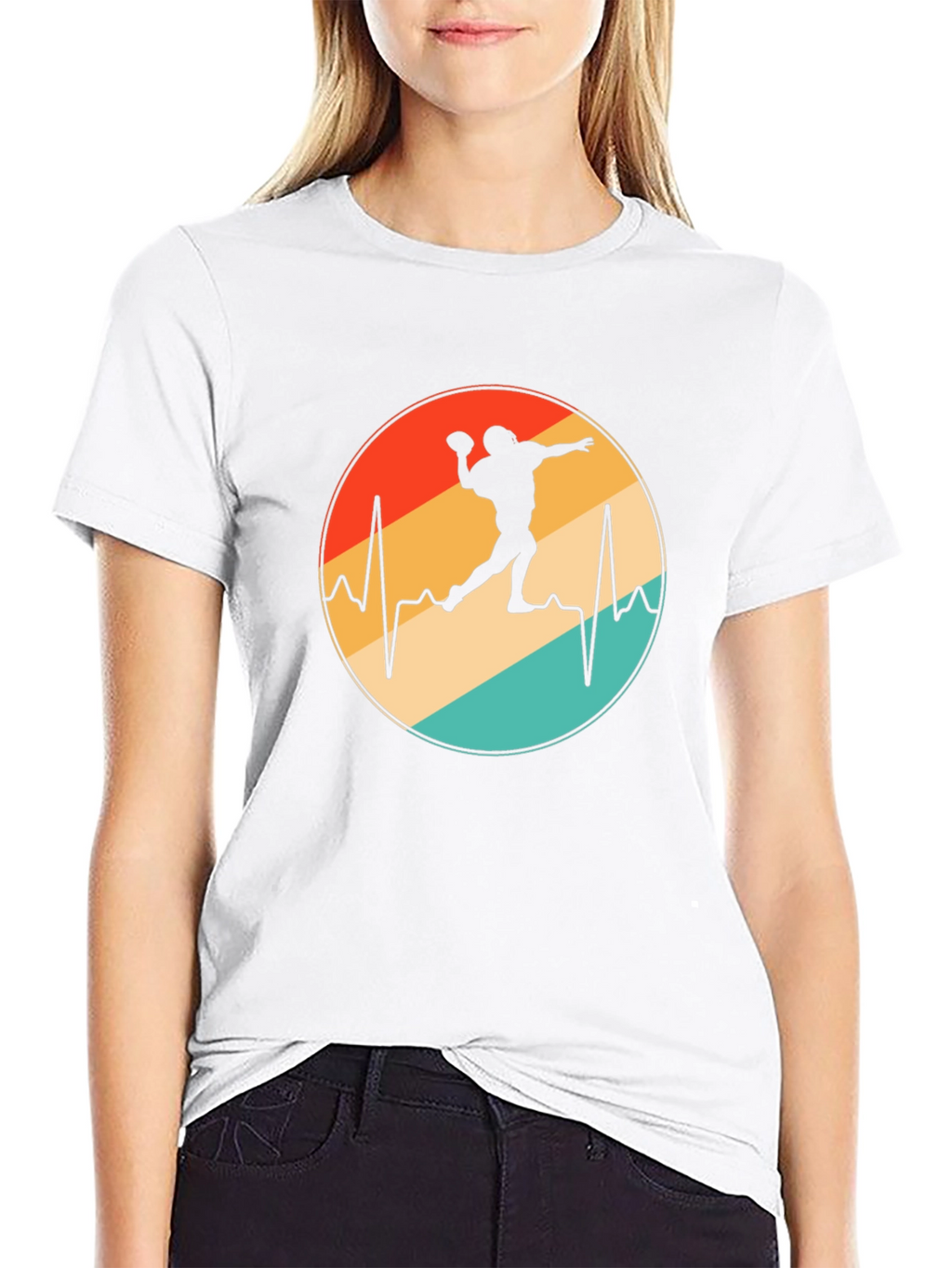 Retro Football Heartbeat T-Shirt
