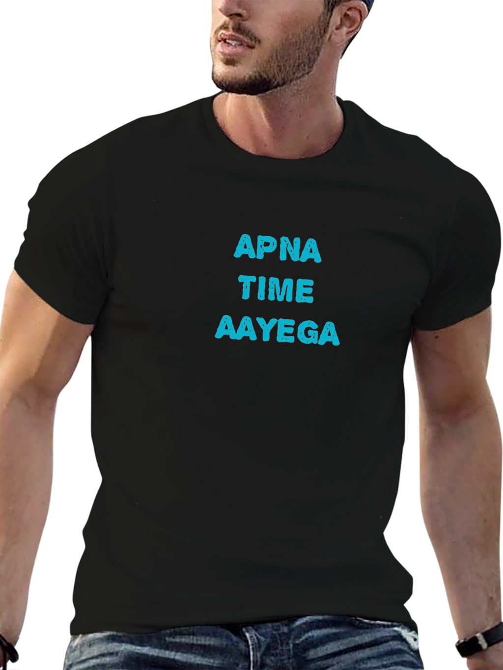 Apna Time Aayega Black T-Shirt