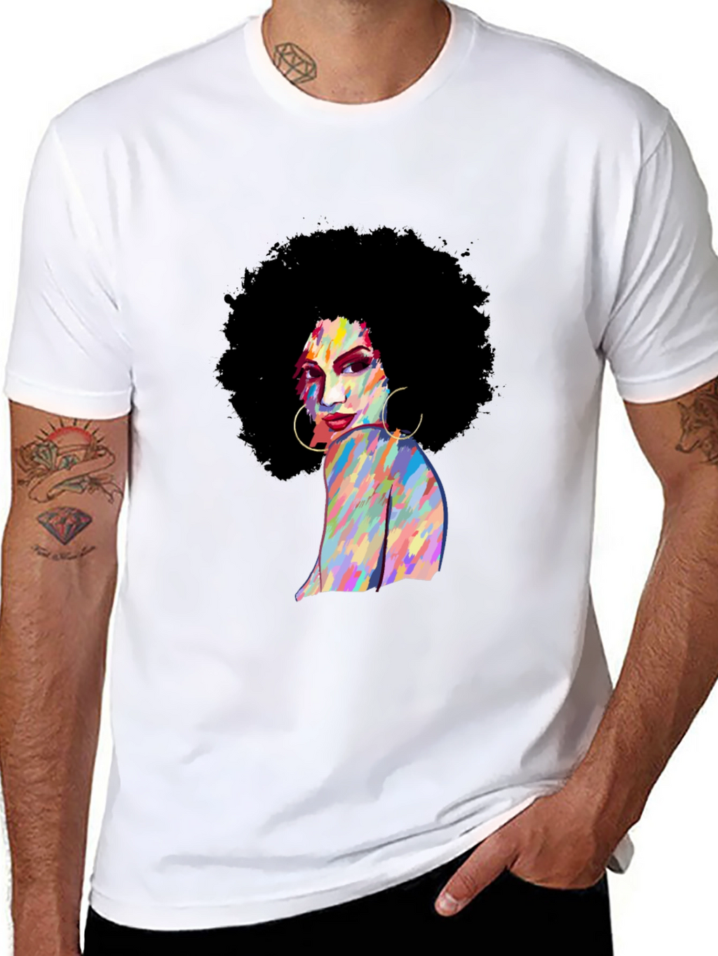 Retro Afro Woman Black T-Shirt
