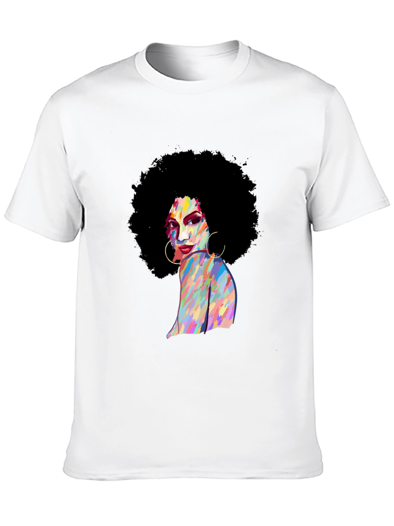 Retro Afro Woman Black T-Shirt