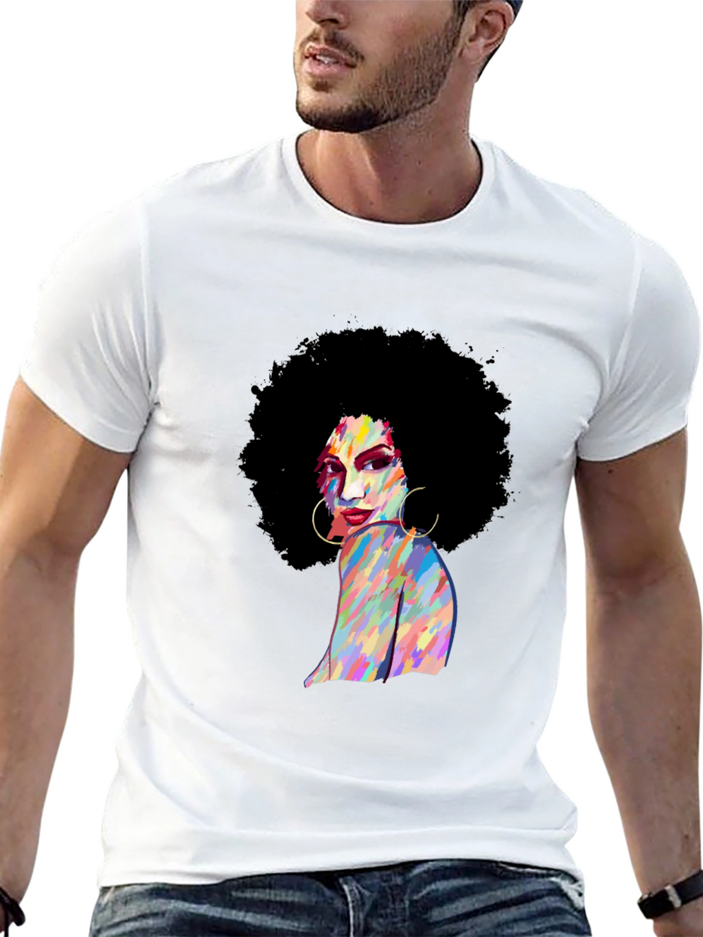 Retro Afro Woman Black T-Shirt