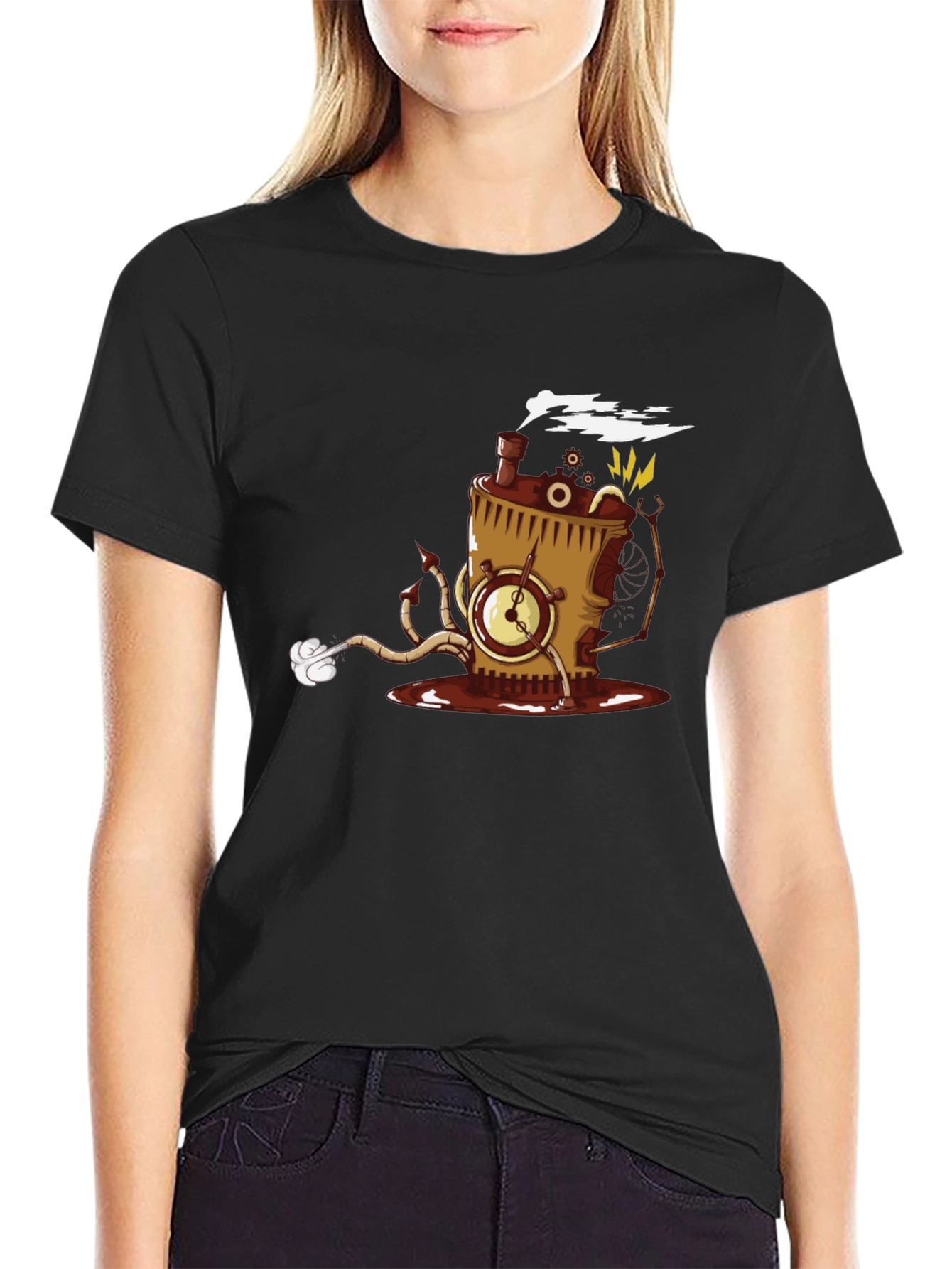Steampunk Coffee Monster T-Shirt - Black