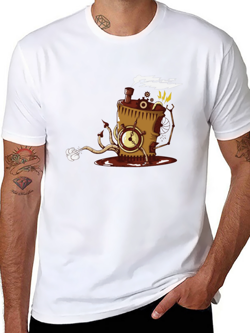 Steampunk Coffee Monster T-Shirt - Black