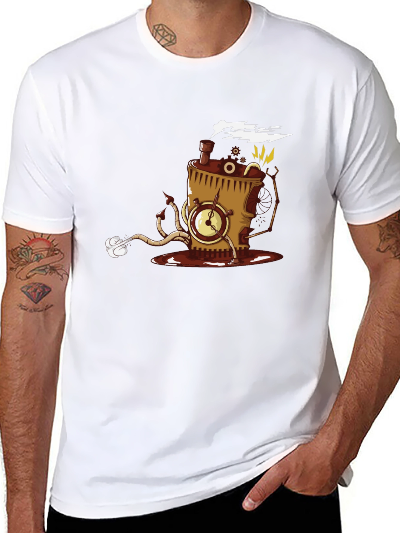 Steampunk Coffee Monster T-Shirt - Black