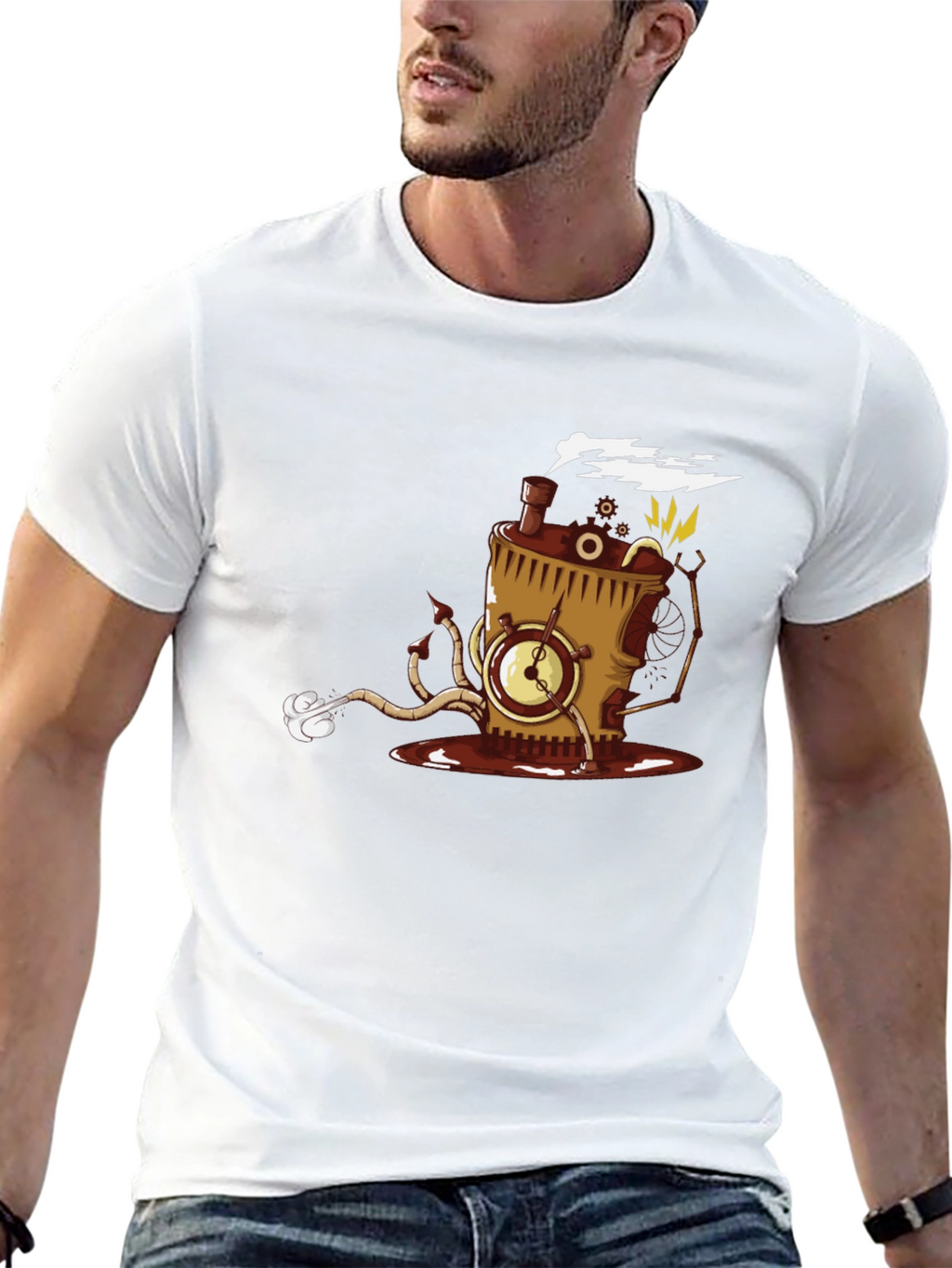 Steampunk Coffee Monster T-Shirt - Black
