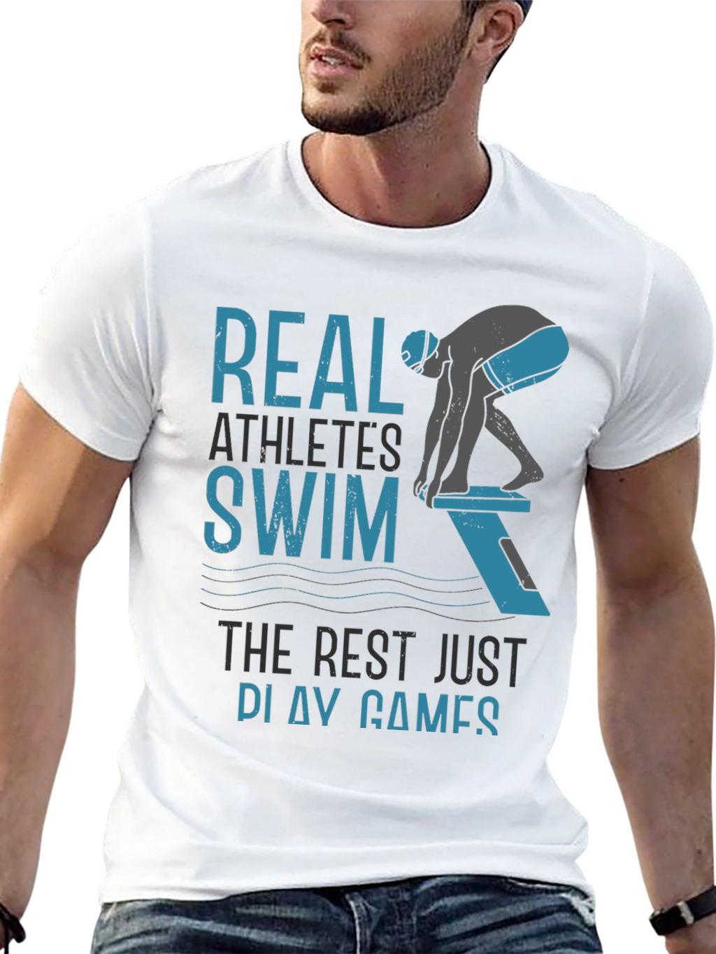 Real Athletes Swim T-Shirt - Black Cotton Tee