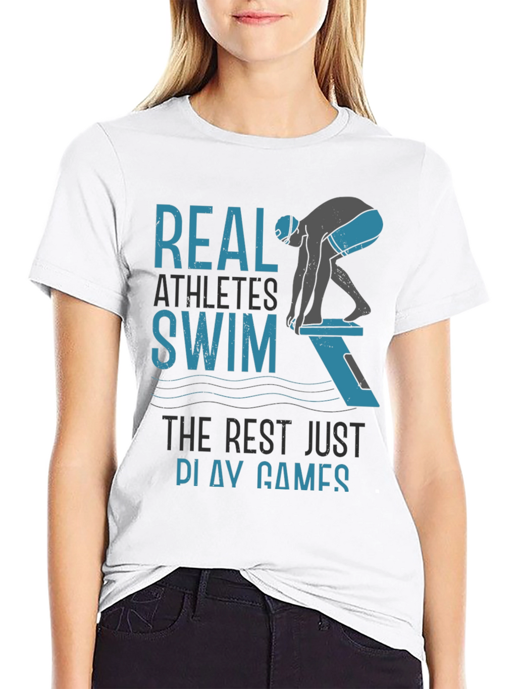 Real Athletes Swim T-Shirt - Black Cotton Tee