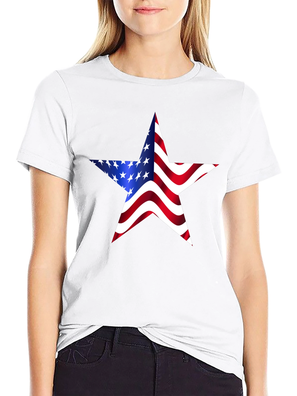 Patriotic American Flag Star Graphic T-Shirt
