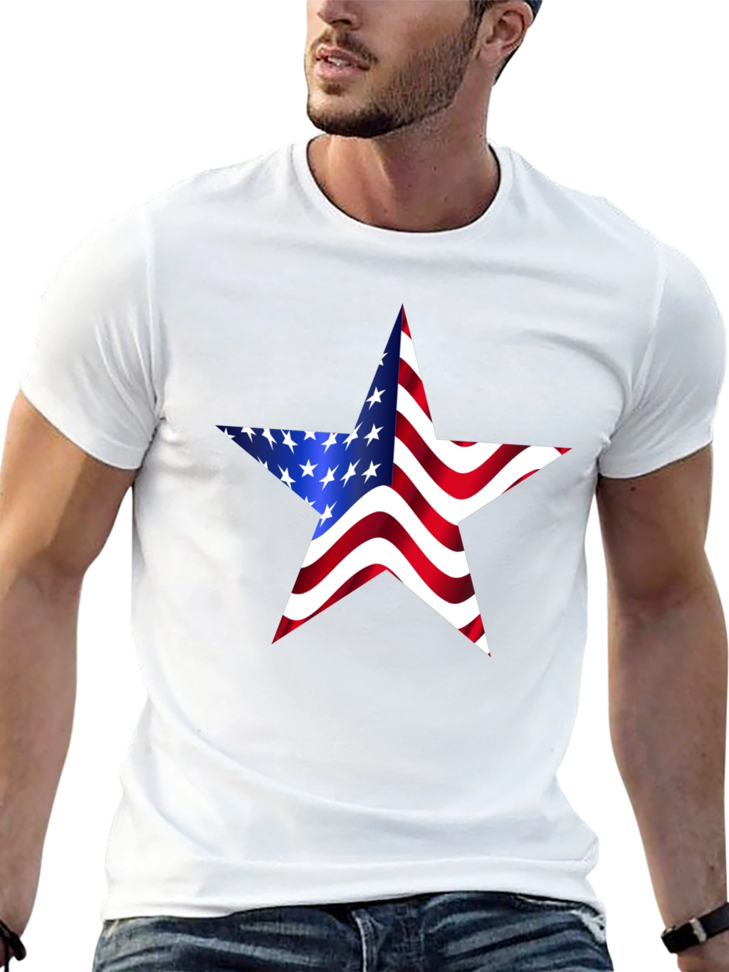 Patriotic American Flag Star Graphic T-Shirt