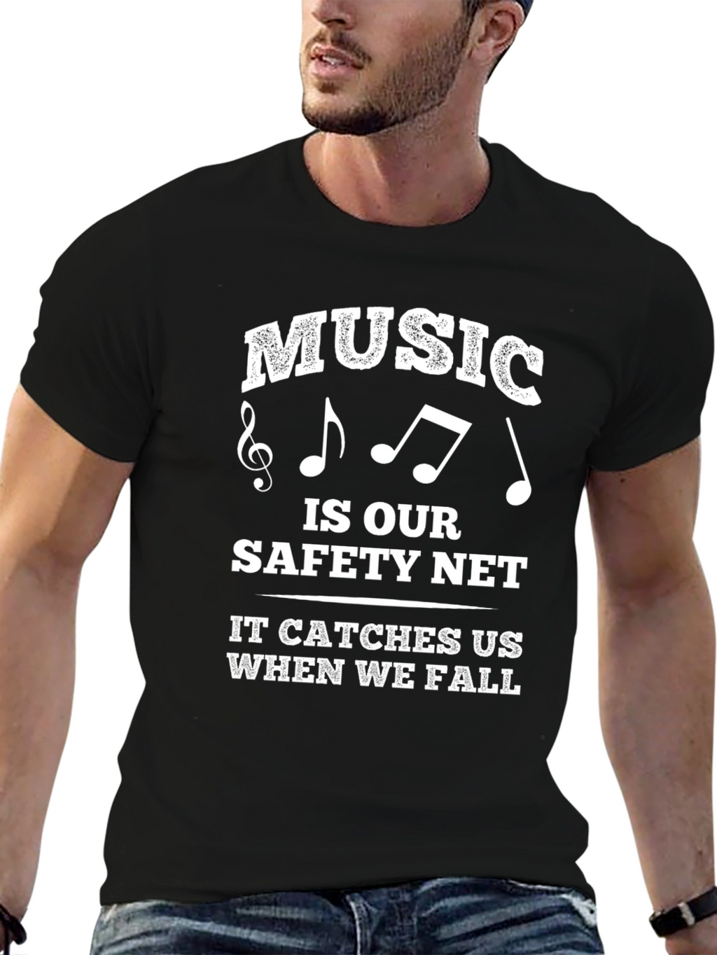 Music Is Our Safety Net Black T-Shirt
