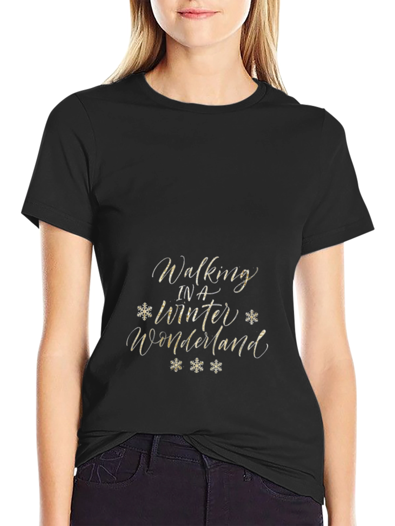 Walking in a Winter Wonderland Black T-Shirt