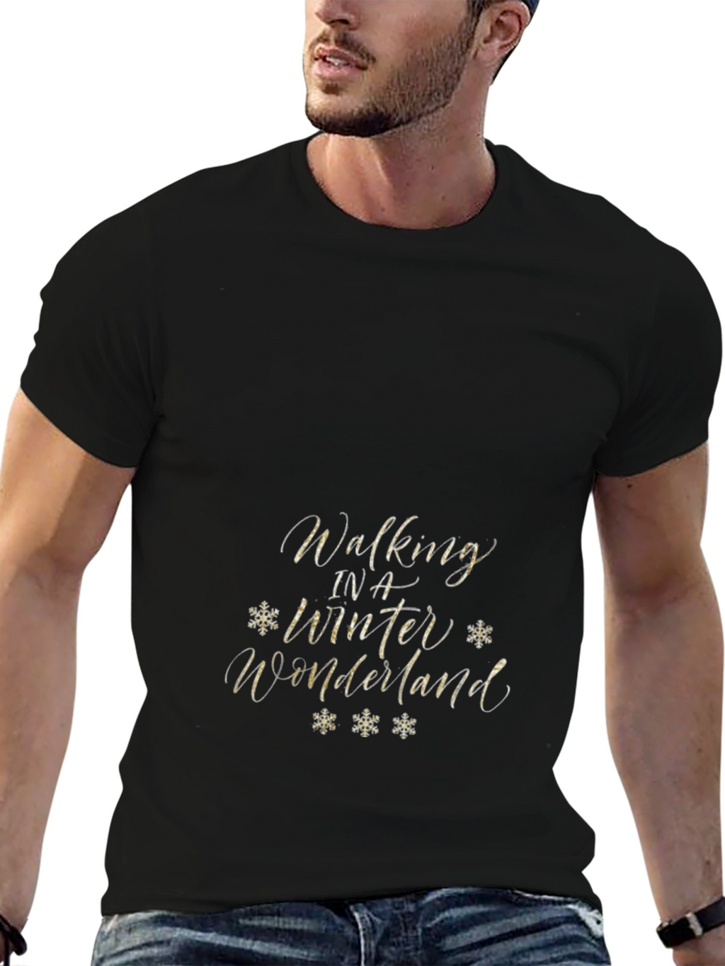 Walking in a Winter Wonderland Black T-Shirt