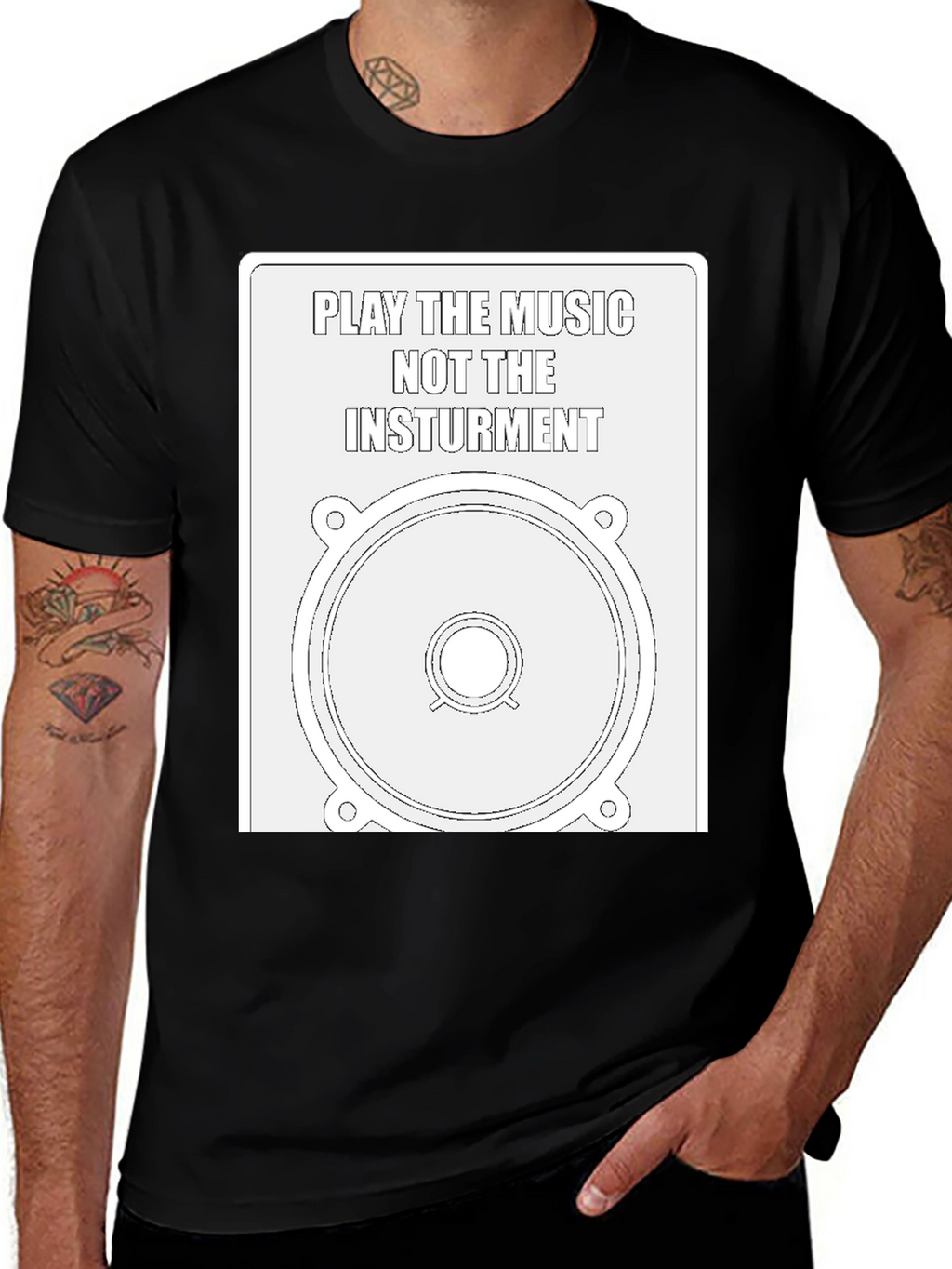 Play the Music Graphic Tee - Speaker Design T-Shirt