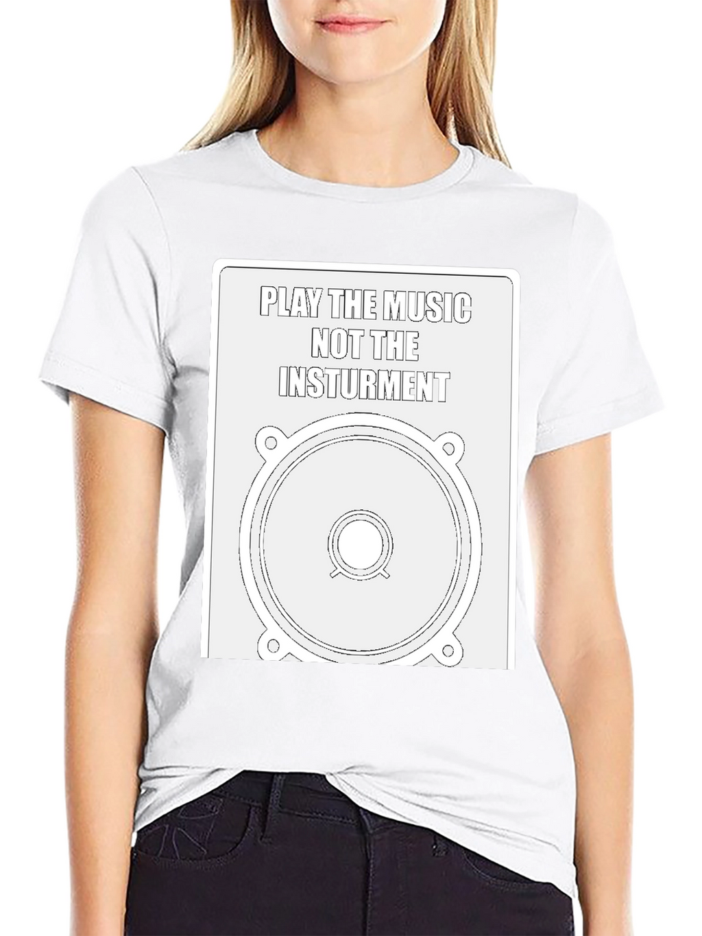 Play the Music Graphic Tee - Speaker Design T-Shirt