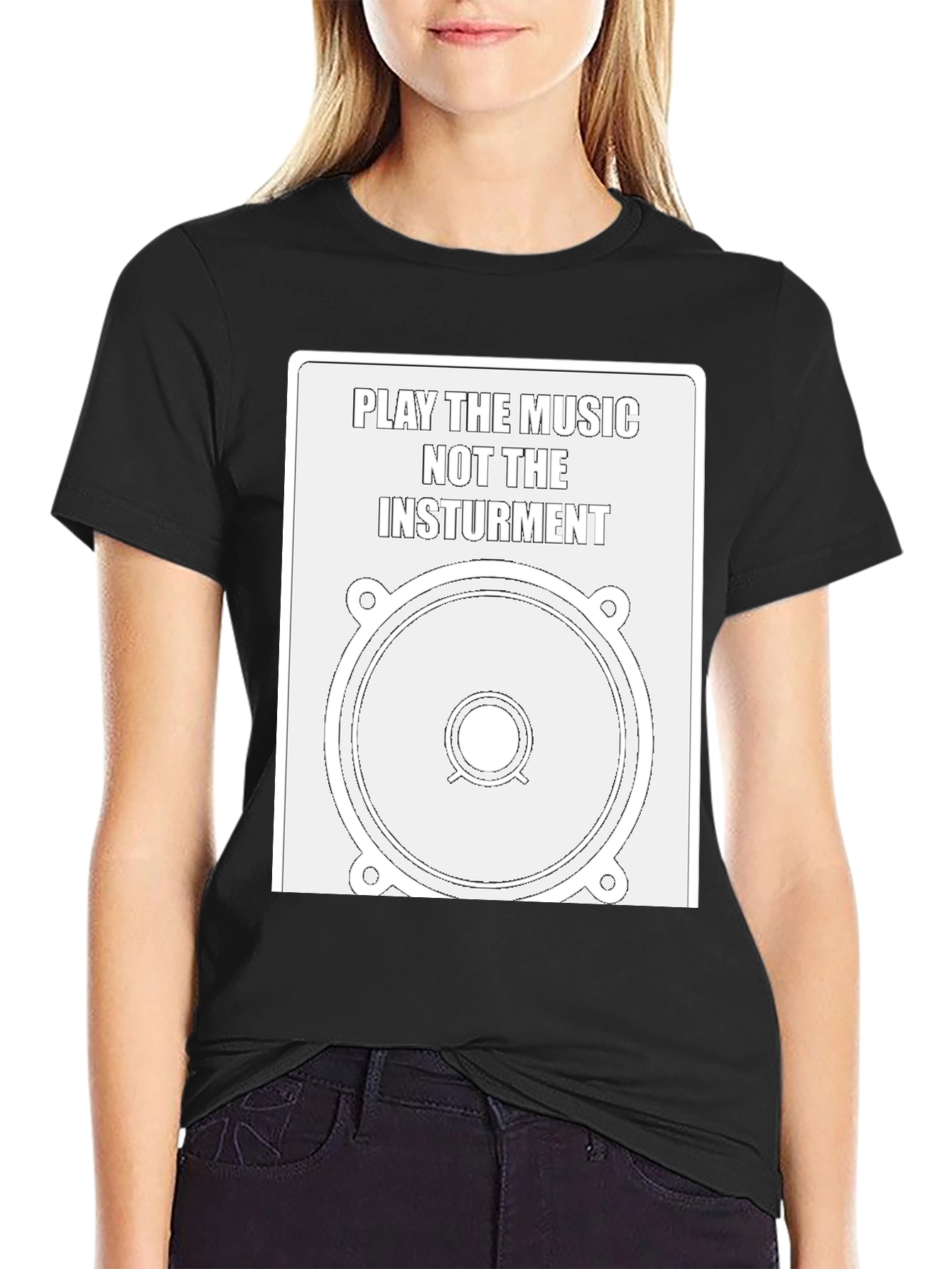 Play the Music Graphic Tee - Speaker Design T-Shirt