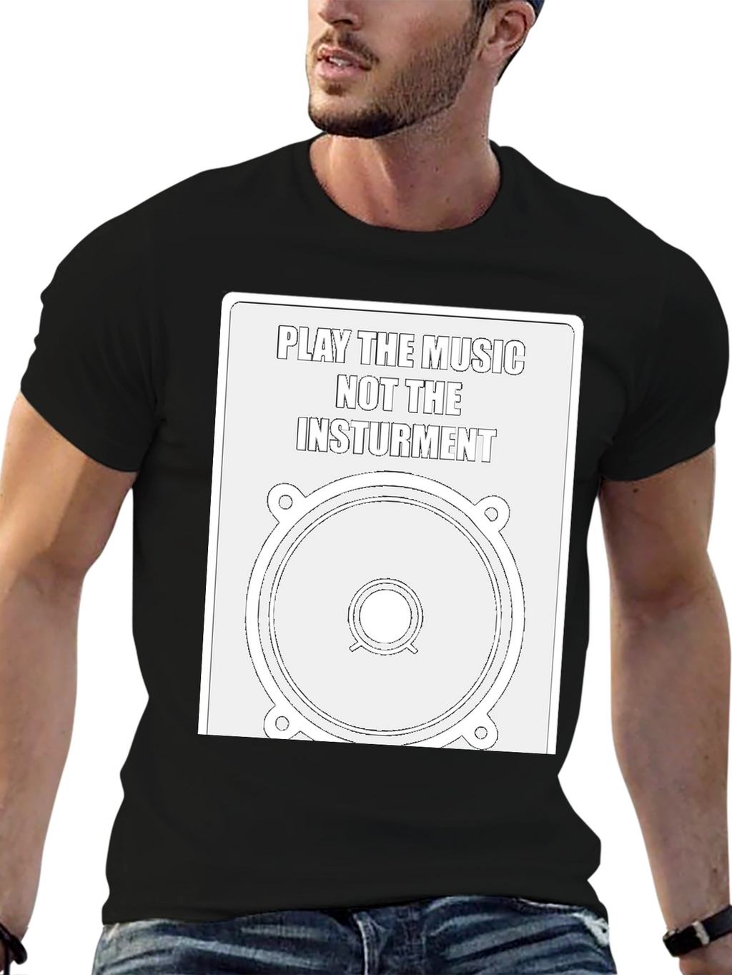 Play the Music Graphic Tee - Speaker Design T-Shirt