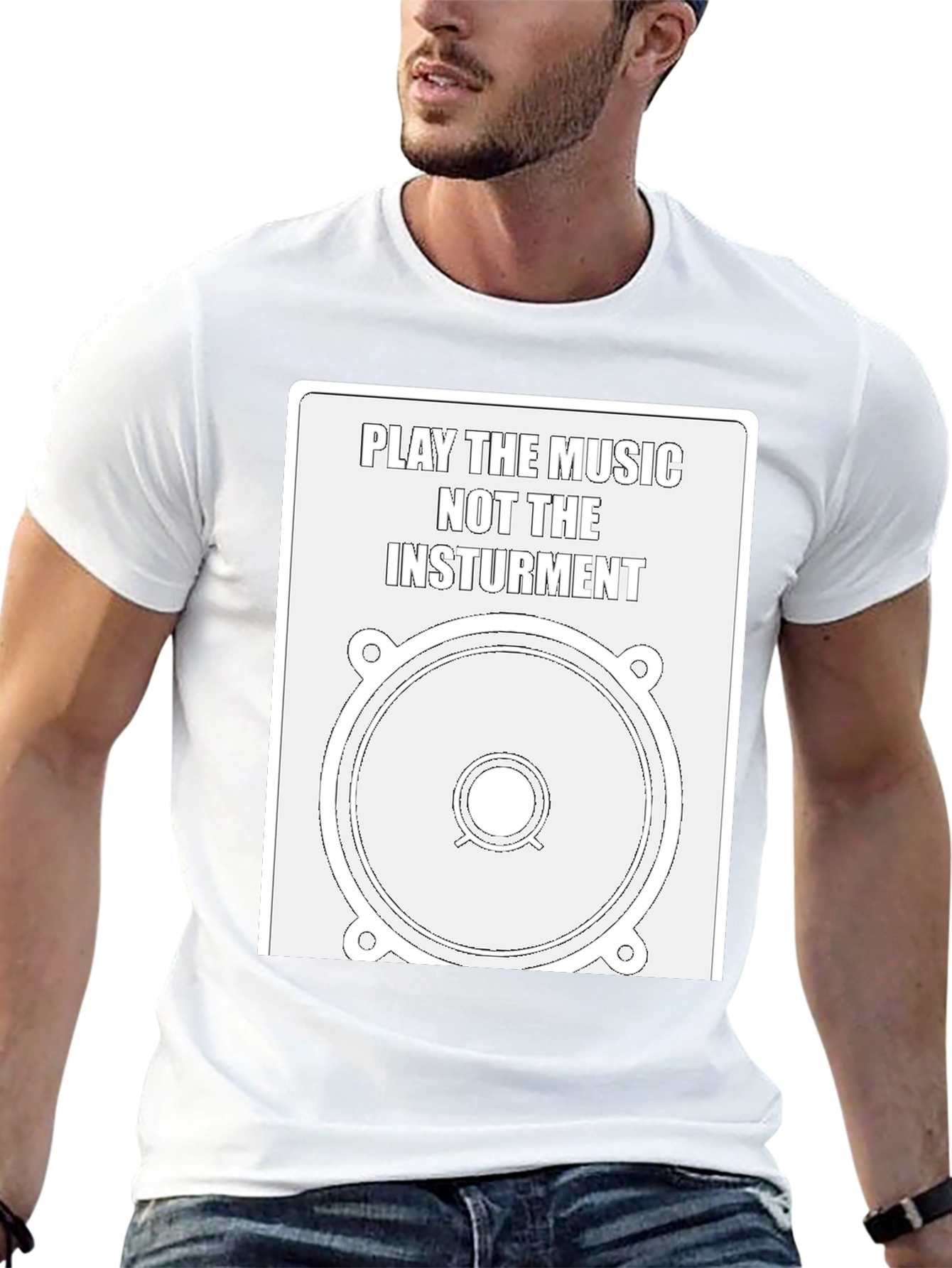 Play the Music Graphic Tee - Speaker Design T-Shirt