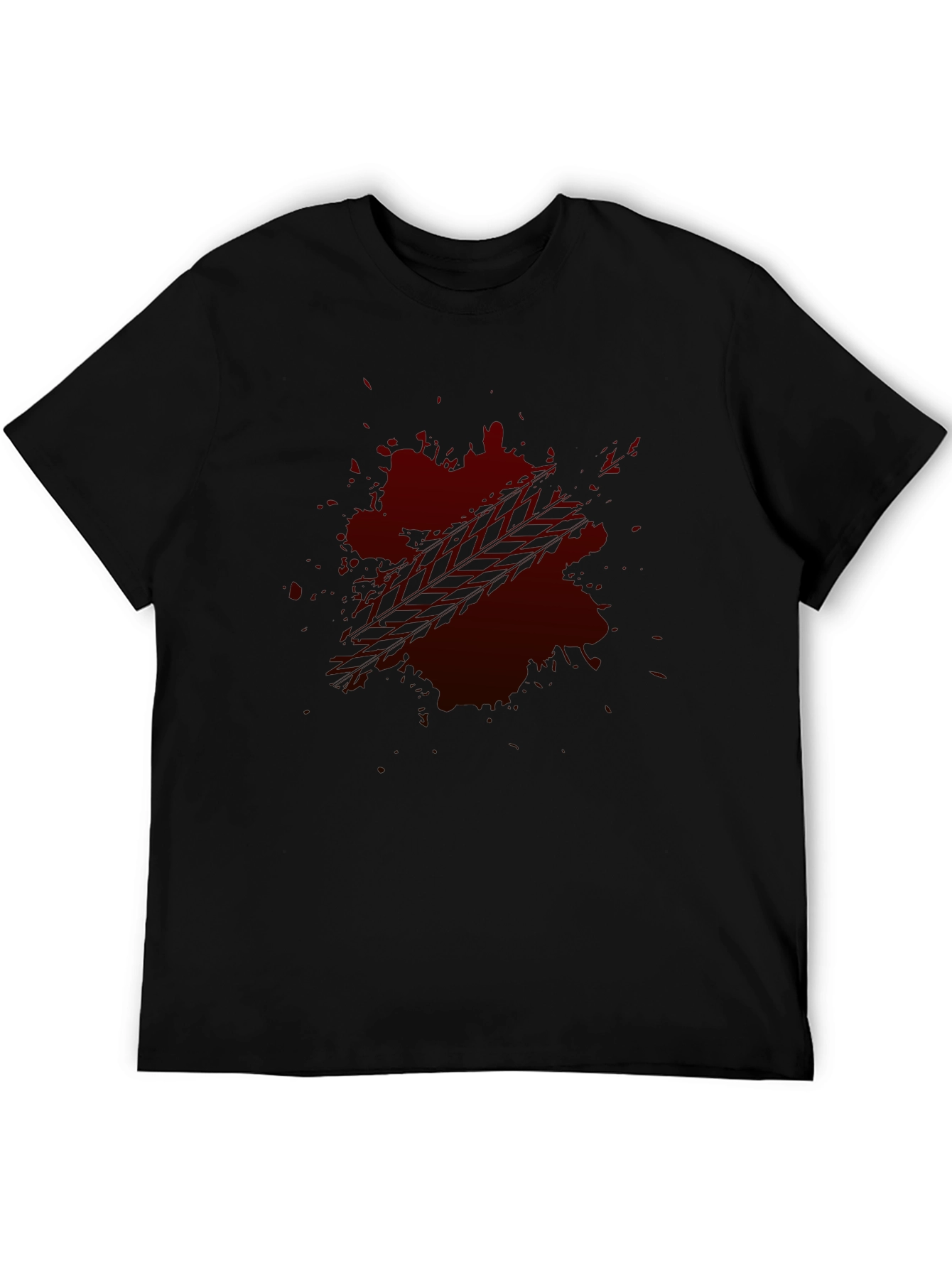 Dark Red Splatter Graphic T-Shirt - Casual Wear
